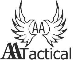 Logo of AATactical, featuring a stylized winged emblem with 'AA' in the center.