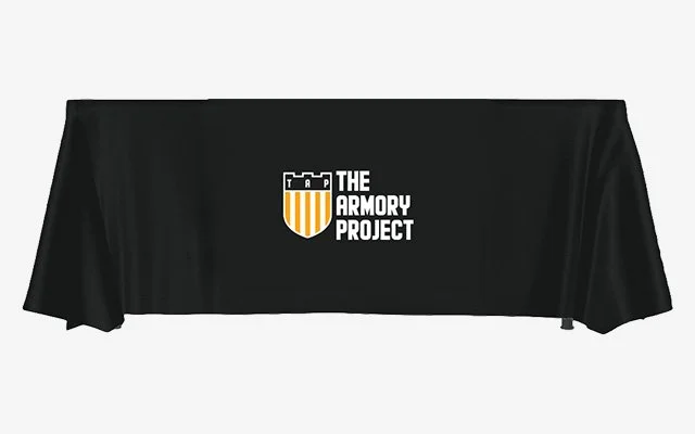 large (60 x 126) black TAP Tablecloths