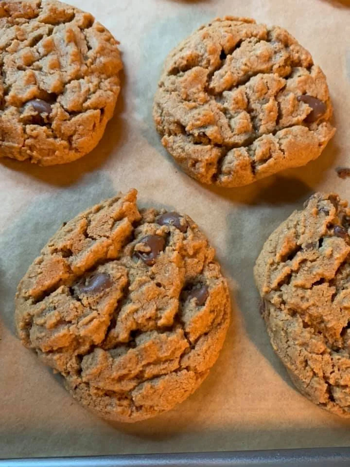 **Flourless Peanut Butter Cookies with Milk Chocolate Chips