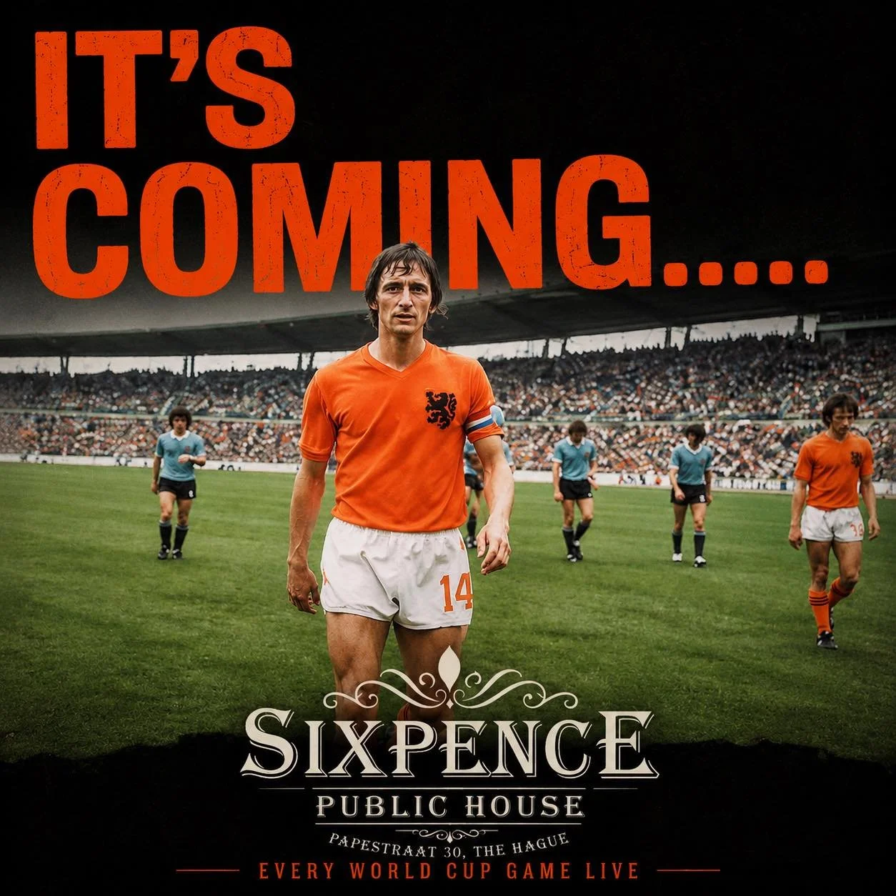 The World Cup is in our midst.

The biggest stage.
The biggest moments.
The biggest stories.

You know where to watch it.

We&rsquo;ll have every game live, the pints pouring, and a seat waiting for you.

See you at the bar.

Sixpence Public House
Pa