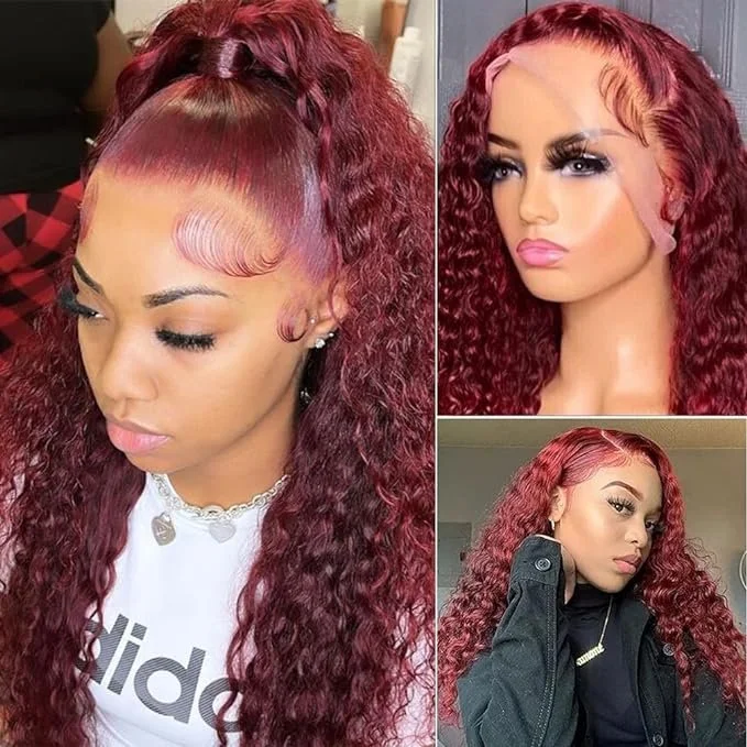 28inch Burgundy Red Lace Front Wig 13x4 HD Lace