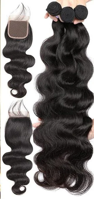 4x4 Body Wave Human Hair Bundles with Closure