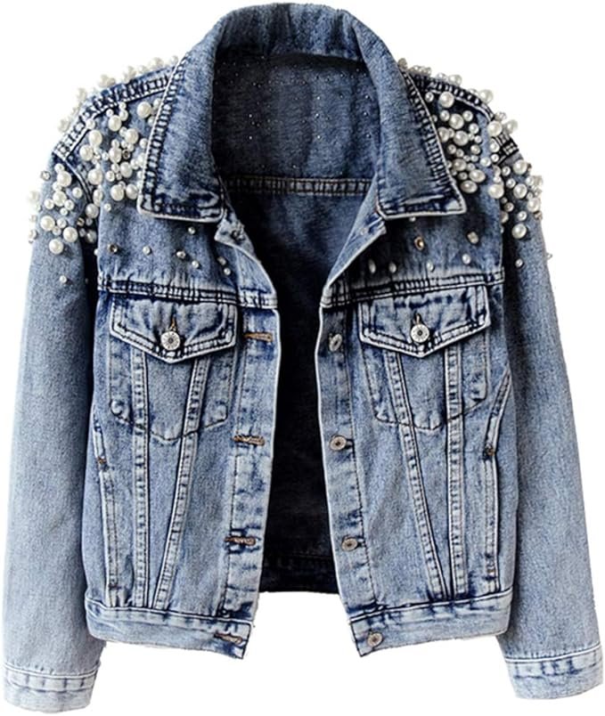 Pearl Studded Jean Jacket