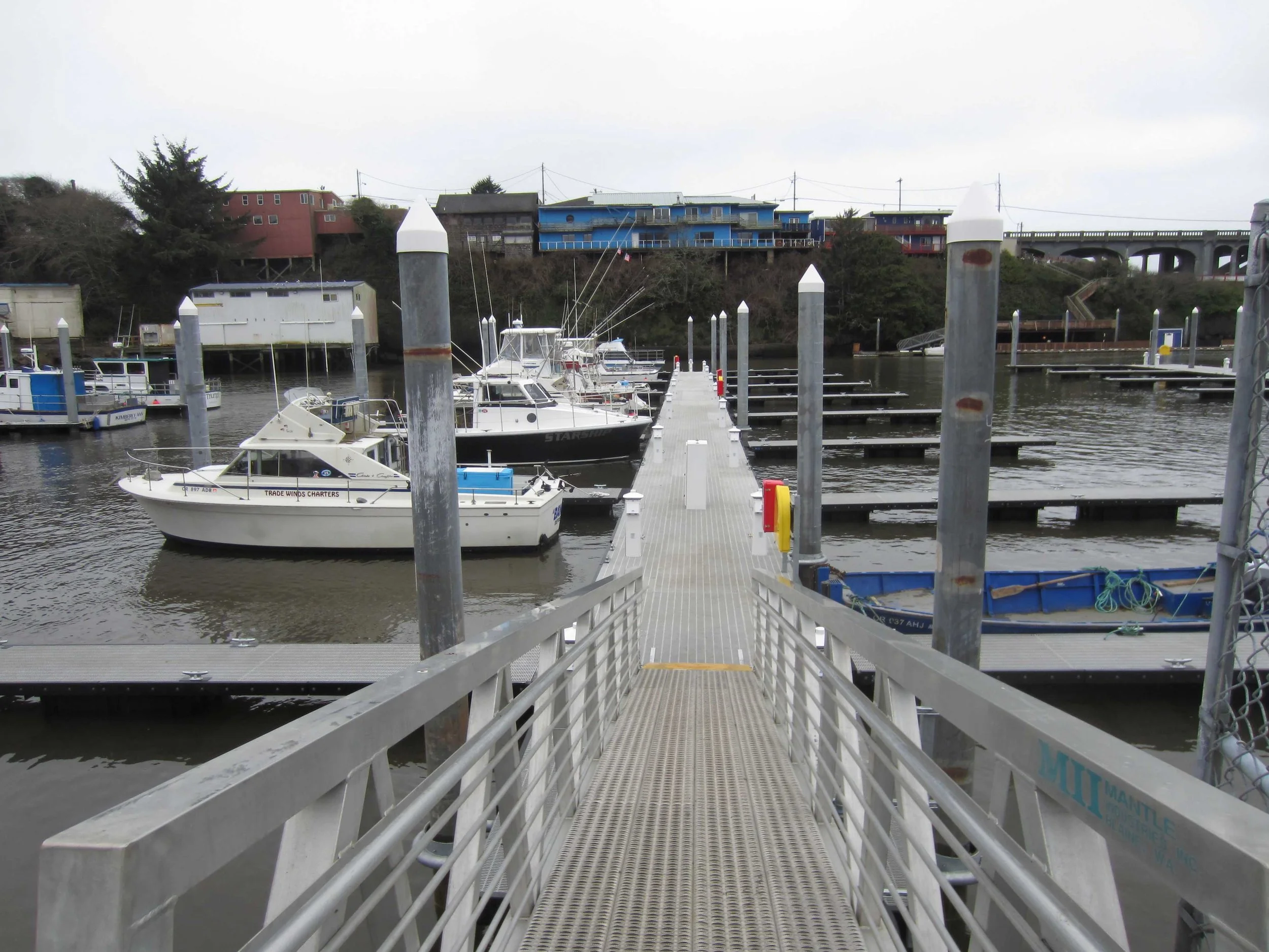 Closeup view of the marina build by Marine Floats in Depoe Bay, Oregon