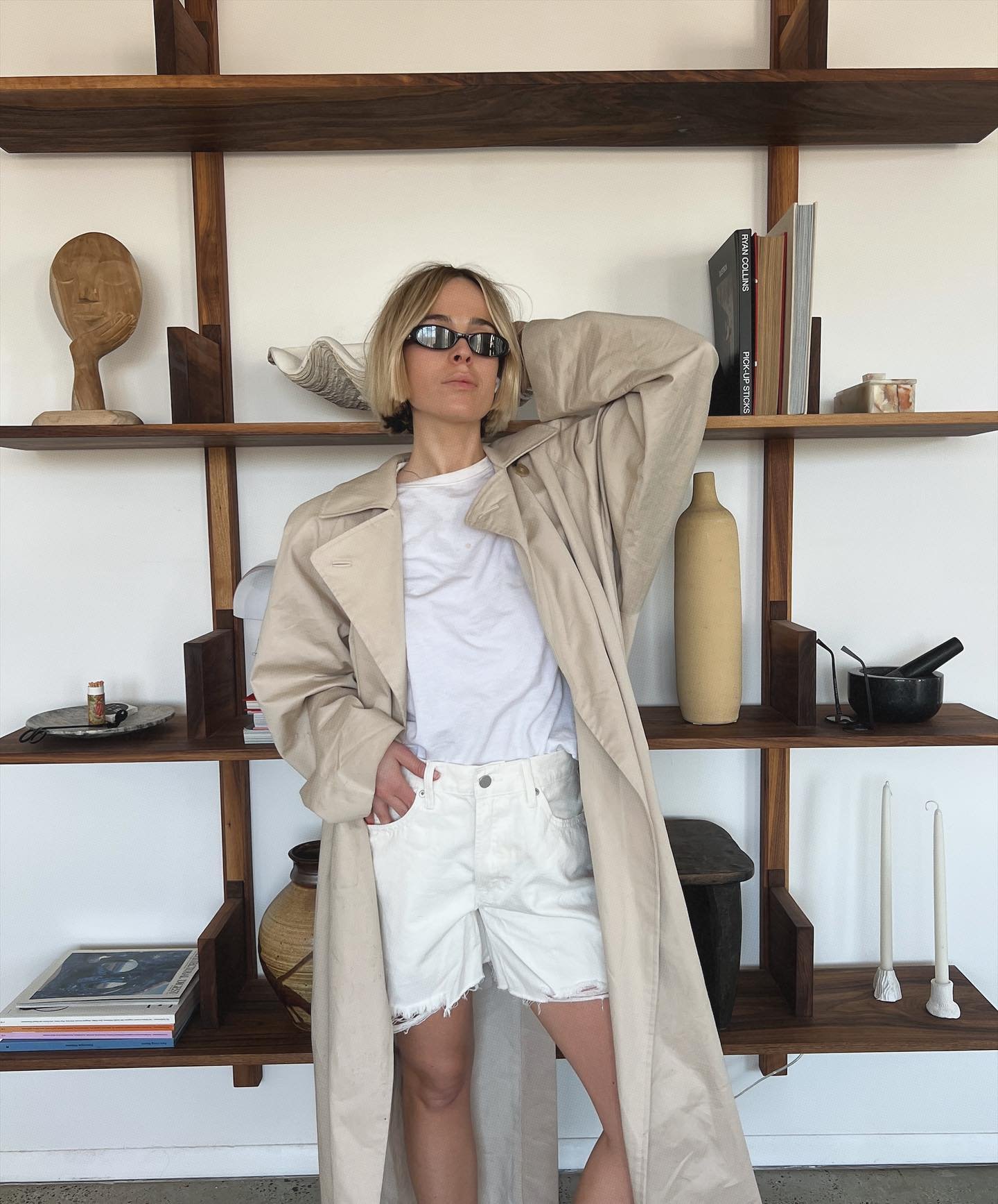 &ldquo;I love leaning into what I&rsquo;m working with and committing to a look! I styled my denim skirt with a denim jacket, and my white shorts with a white tee and a beige trench. I think going monochromatic can elevate classic staples in a fun wa