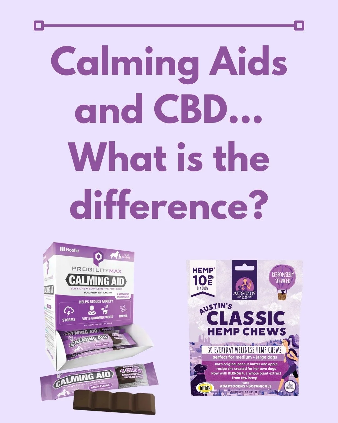 Adding onto our recent series of CBD information, heres some info on the difference between calming aids and CBD! 
Of course there is a lot more information on the specific CBD and calming aid products we have, so feel free to reach out to the store 