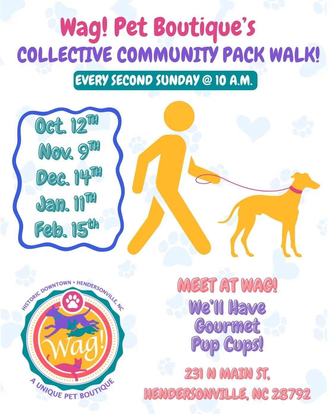 Come one, come all! Crunchy leaves are on the ground, which means it&rsquo;s time for our Collective Community Pack Walk: Fall Edition! Join us every second Sunday (starting October 12th) for a walk, pup cups and most importantly, community! We roll 