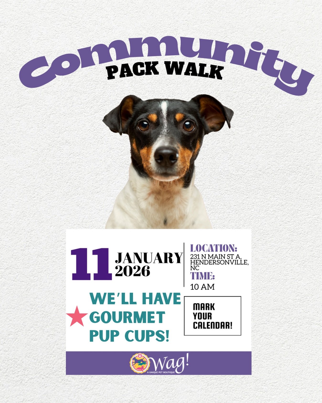 Every other Sunday we gather at Wag and walk through downtown Hendersonville with our pack! All are welcome to join us at 10 AM this Sunday.🦮🦴

 It&rsquo;s a great way to meet friends, both human and furry, and give your pet a safe group exposure t