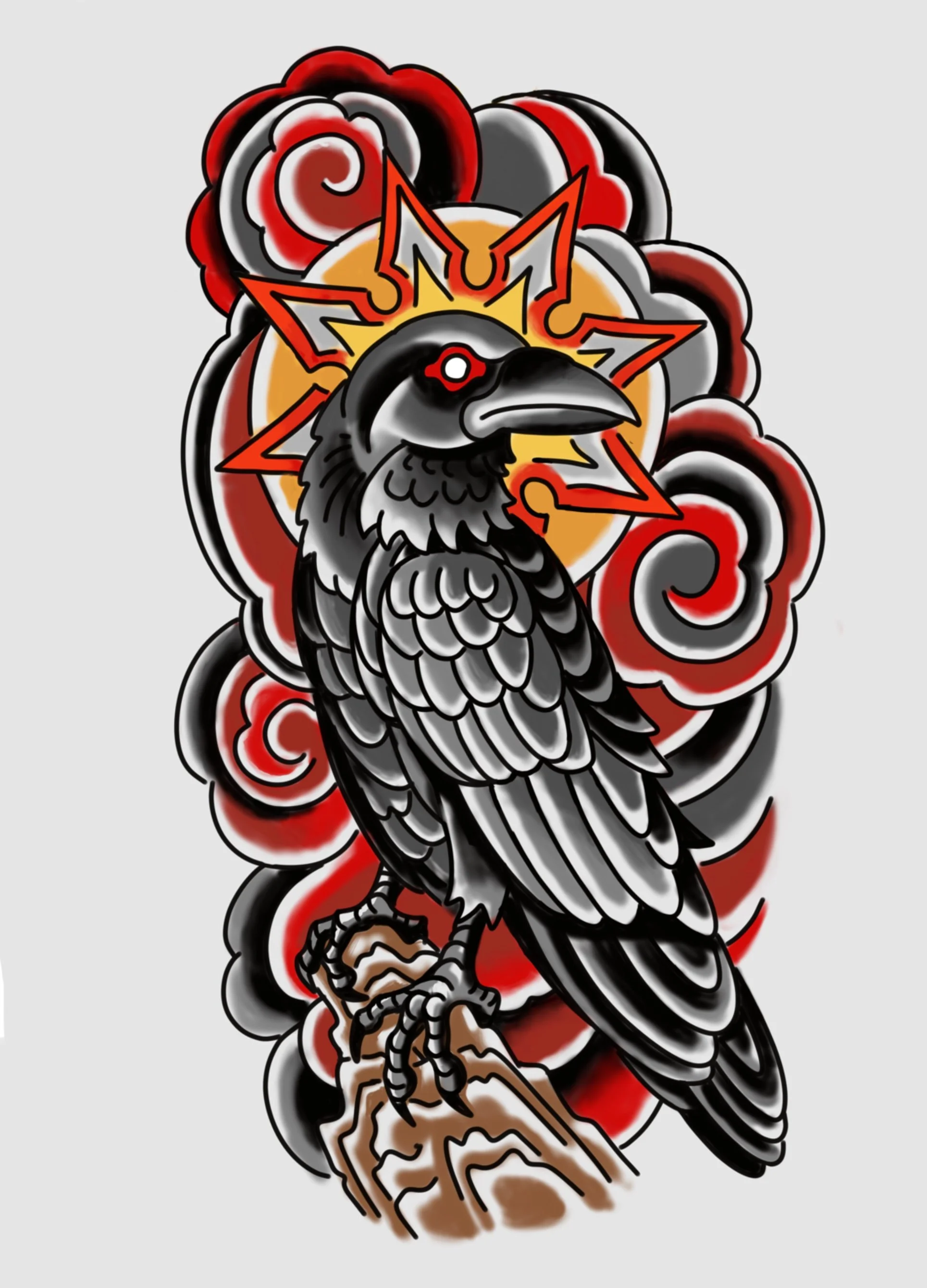 Raven Tattoo by Richard Lamos, Magic Dagger Tattoo