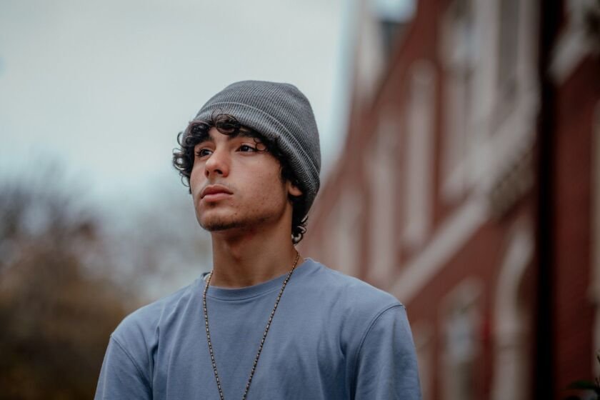 Antony, one of the three Venezuelan migrant students at Sullivan High School in Chicago who have formed a band.