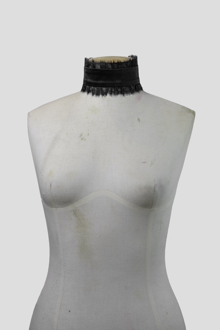 Image of the Ruffled Choker, a luxurious neckpiece made from 100% silk crepe de chine