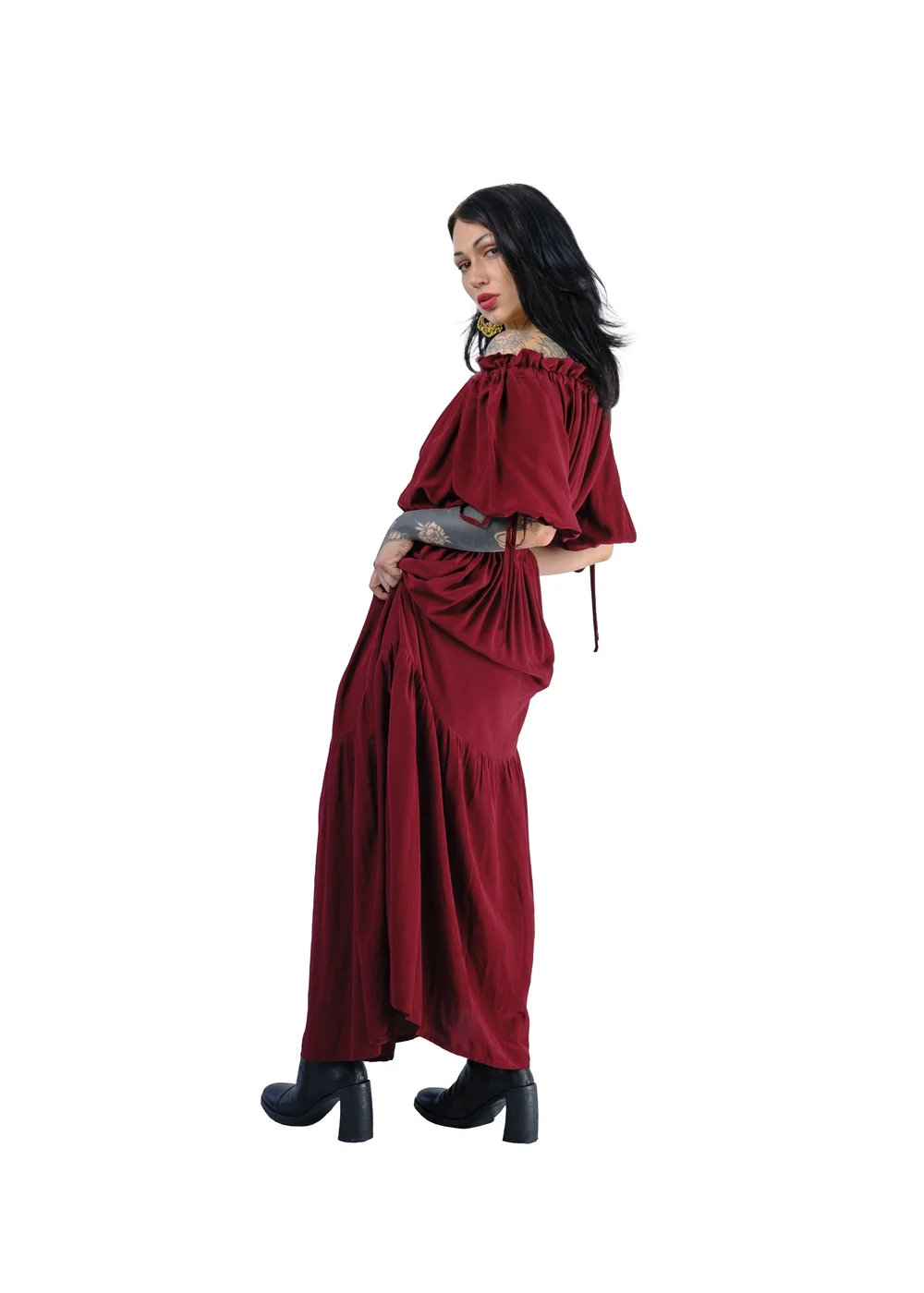 knee length dresses for ladies Sunday Edition Long Sleeve Peasant Mini Dress – The Point main image 0