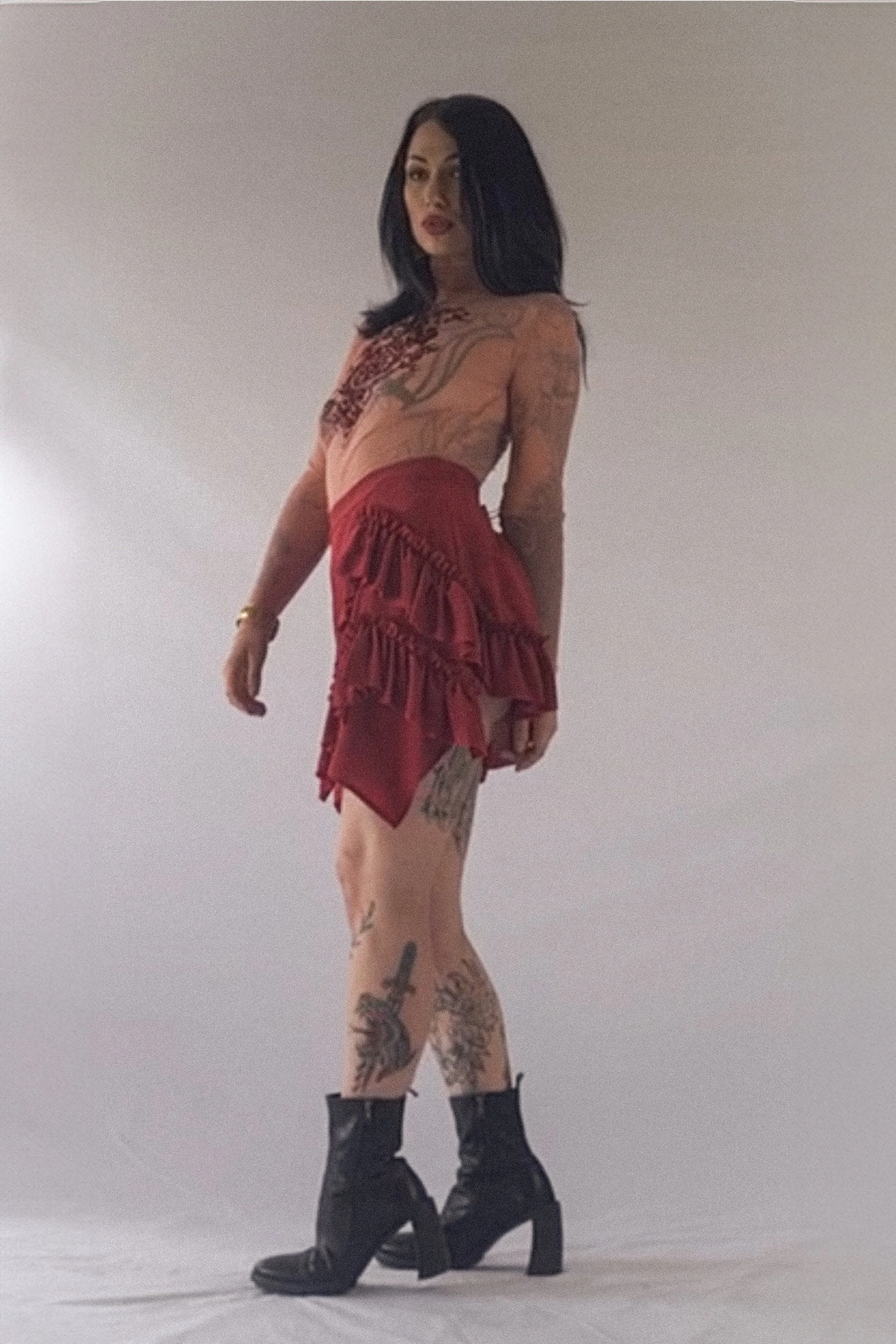 Mini Fray Skirt Crimson (Silk)