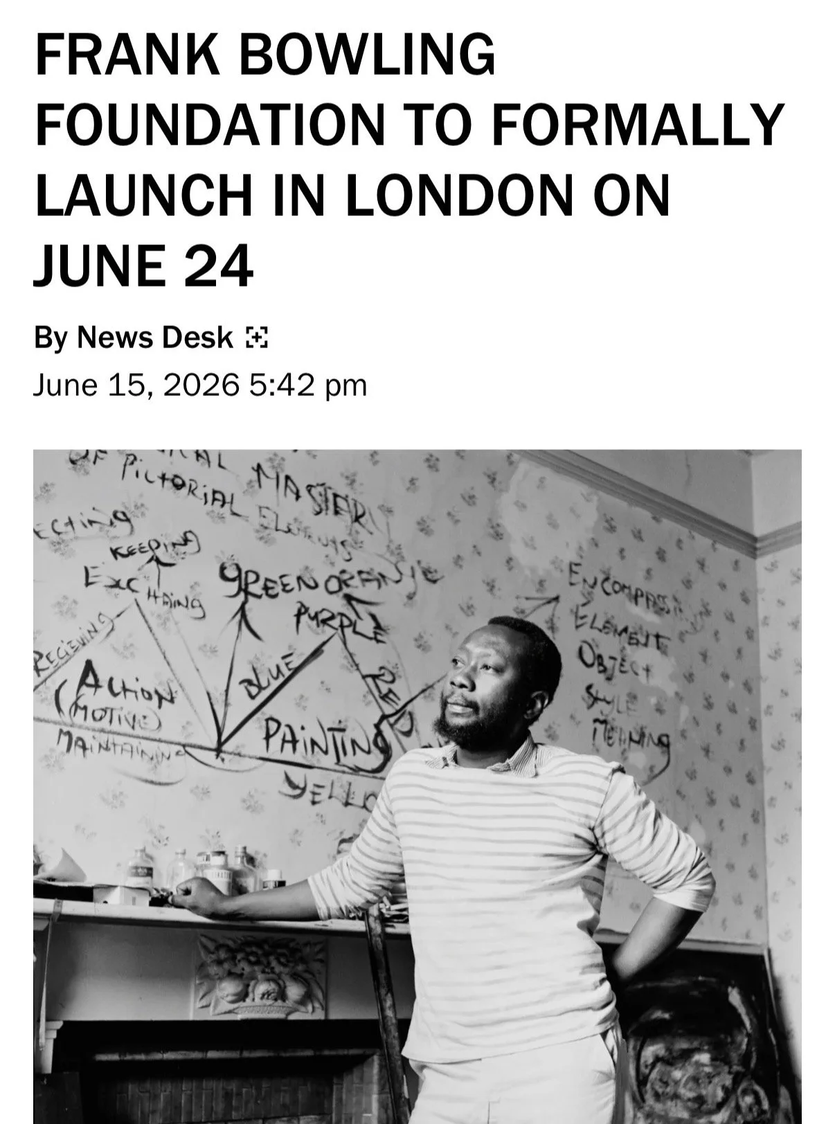 As a Guyanese, it means a great deal to me to be part of the International Advisory Board of this groundbreaking initiative &mdash; to help honor the work and legacy of Frank Bowling (b. 1934, Bartica, British Guiana) @frankbowlingstudio alongside th