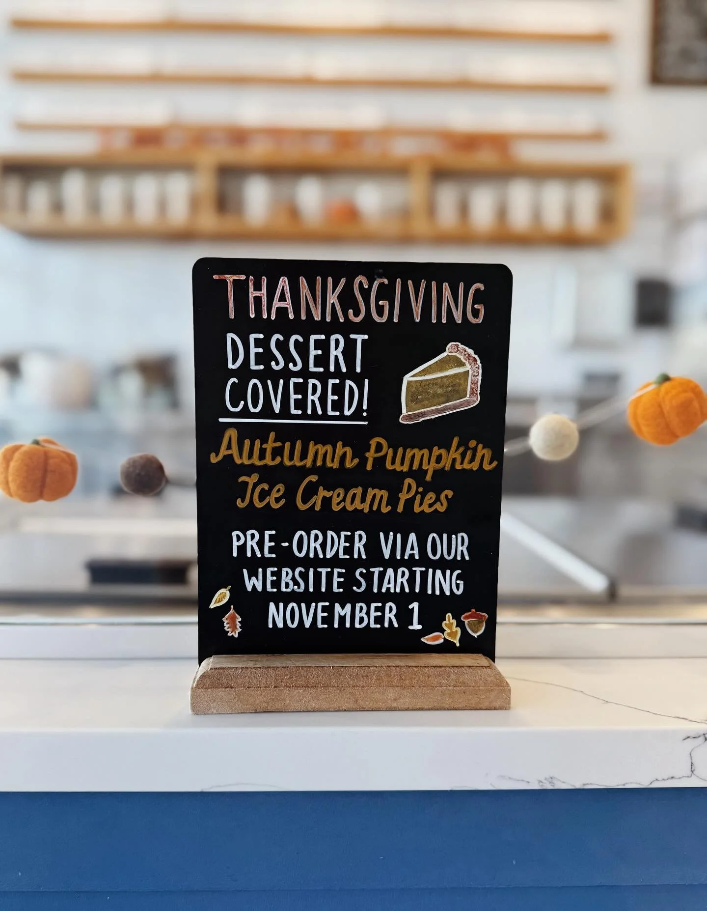 Pre-orders open NOVEMBER 1 for our Autumn Pumpkin ice cream pies!!! 🥧 🍂 

Let us take care of your Thanksgiving dessert! Here are the details:

&bull; pies have a waffle cone crust and are filled with our seasonal Autumn Pumpkin ice cream
&bull; pi