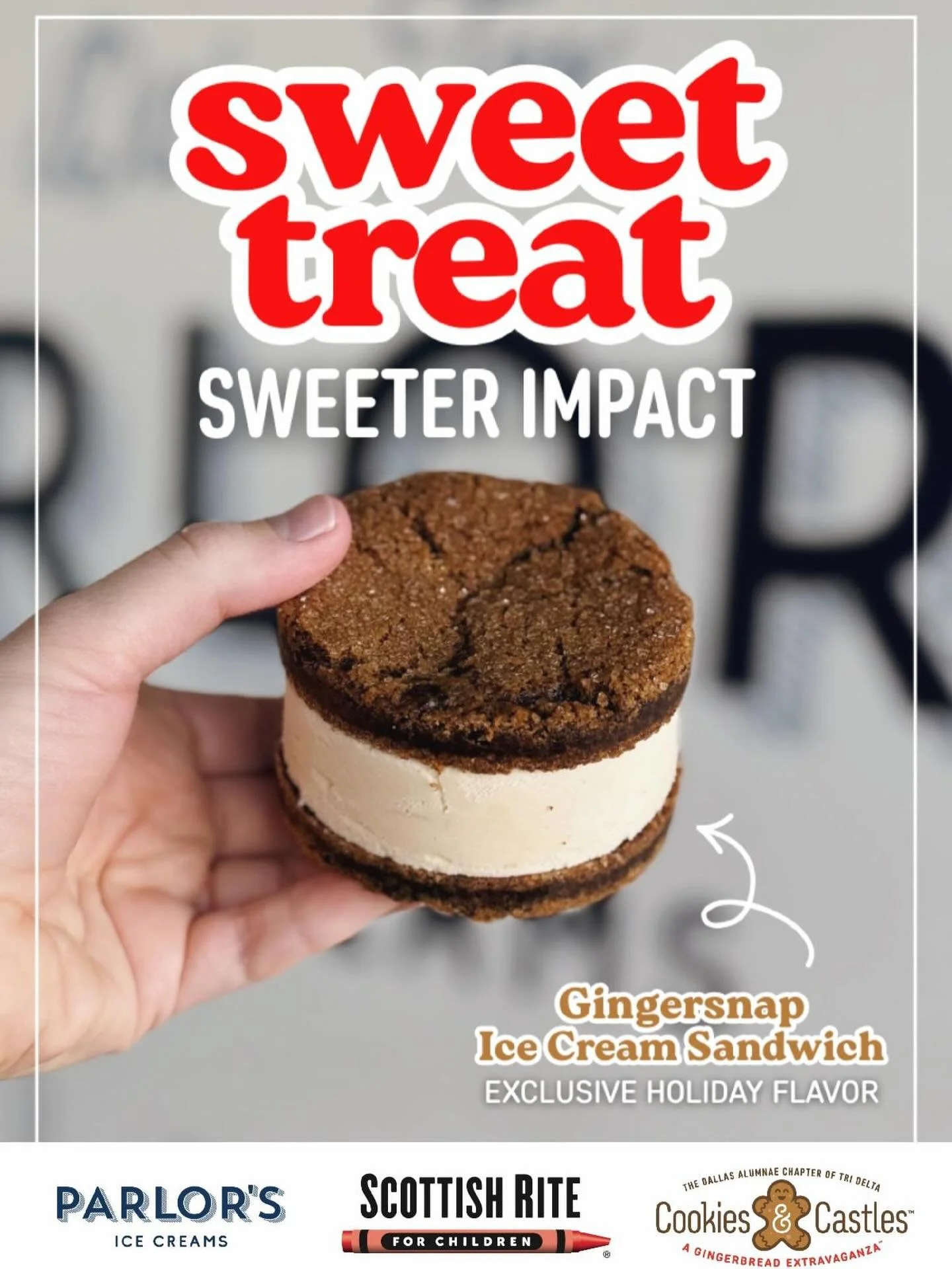 Introducing our brand new ice cream sandwich - GINGERSNAP! Benefitting Scottish Rite for Children &hearts;️💚

We&rsquo;re partnering with @cookiesandcastles (an organization near and dear to our hearts, personally) to bring you this very special ice