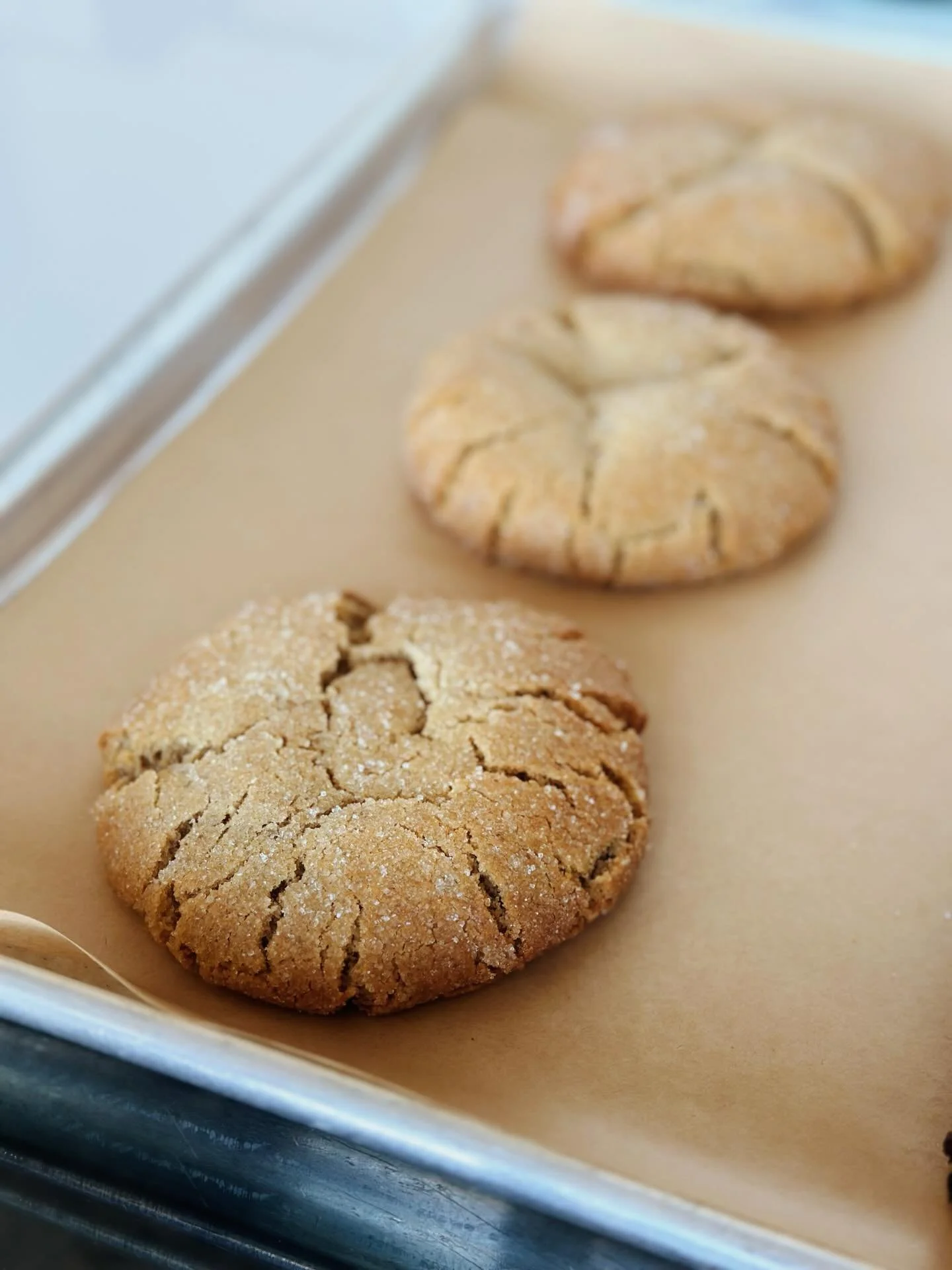 Can you smell it?!🤗😍TRIPLE NUT BUTTER cookies are finally back!!

Our most popular rotating baked goods is back in the cabinet. Think: similar to a peanut butter cookie (sans peanut butter). This cookie is made with a smooth nut butter consisting o