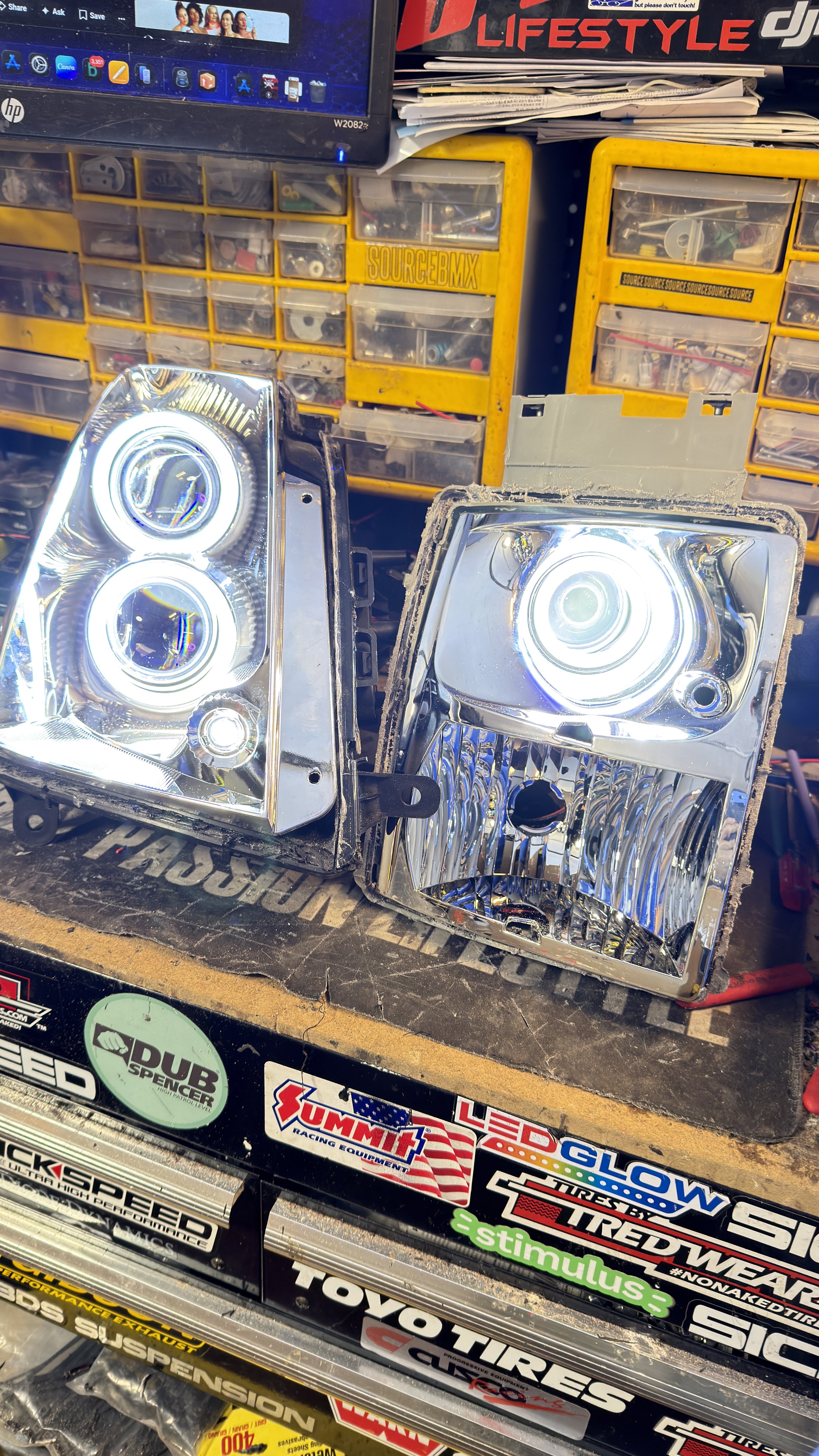 05-11 Cadillac STS Custom headlights with Fog light combo