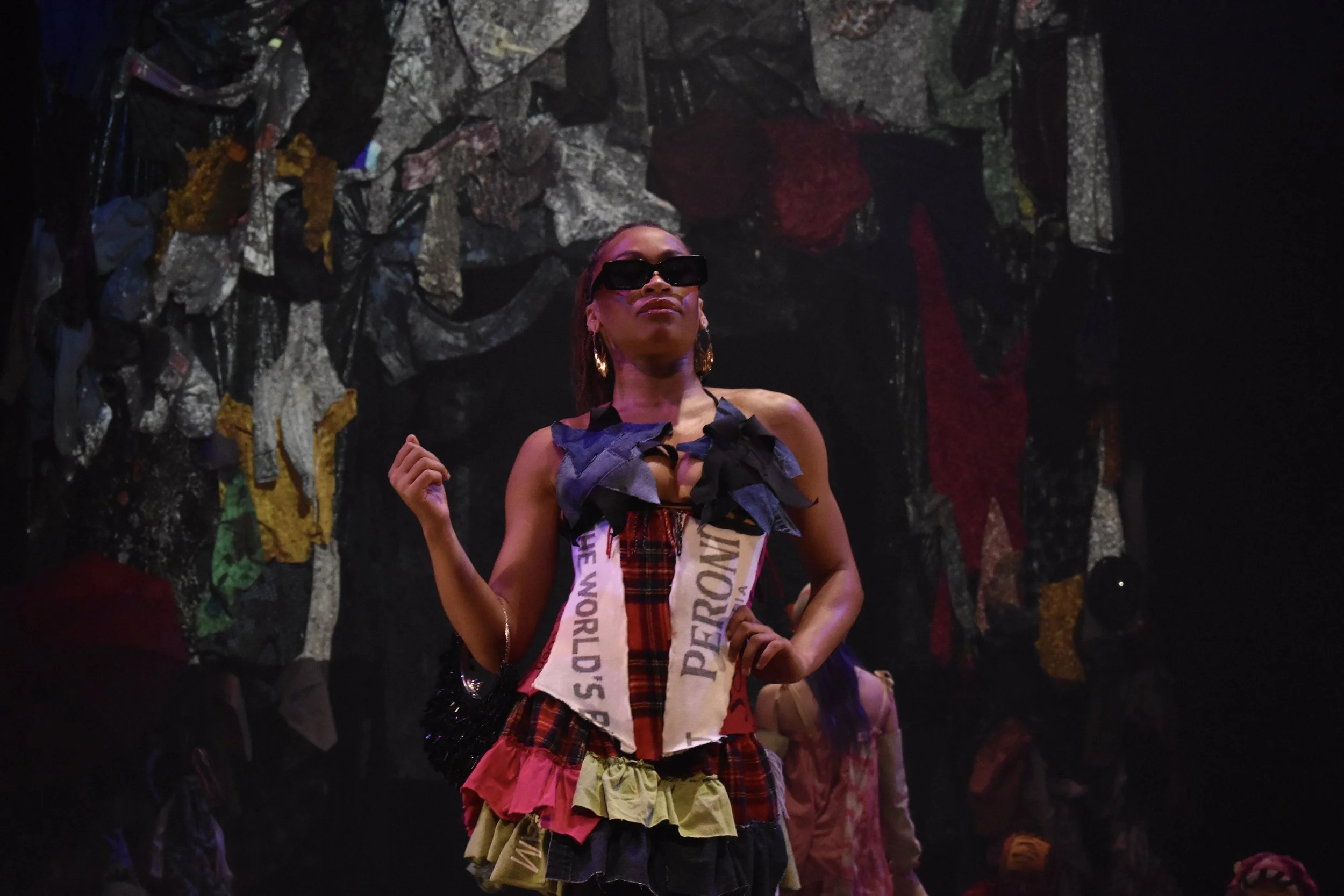 Multiple Textiles were utilized to create a cohesive piece ranging from stretch, wool, cotton and denim.