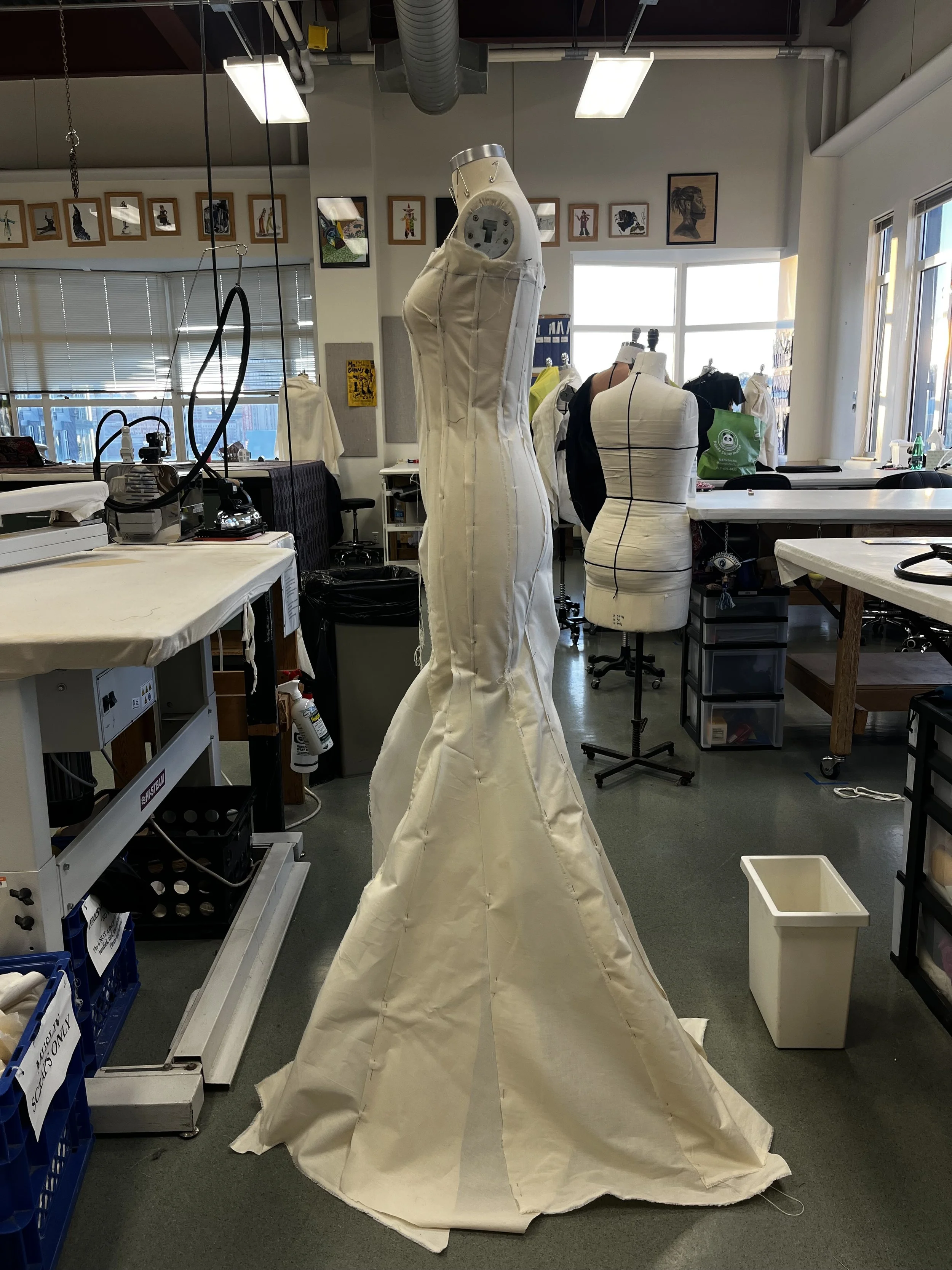 Draping process for purple dress seen in Avarice SS25 Fashion Line