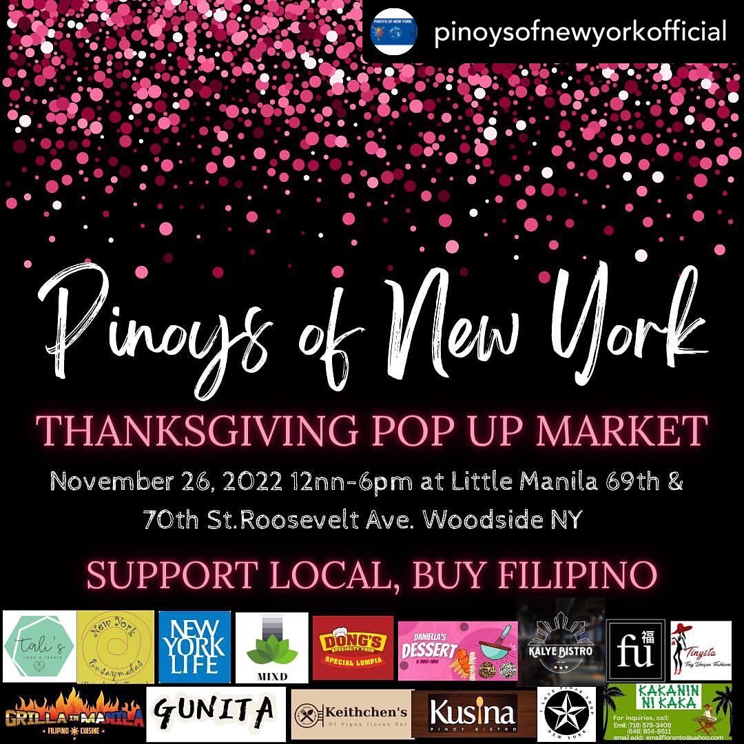 Tomorrow! Organized by @pinoysofnewyorkofficial 

Repost: @pinoysofnewyorkofficial Thanksgiving Pop Up Market at Little Manila this November 26, 2022. See you all! #thanksgiving #parade
#thanksgivingmarket #popupshop #popupmarket #littlemanilaqueens 