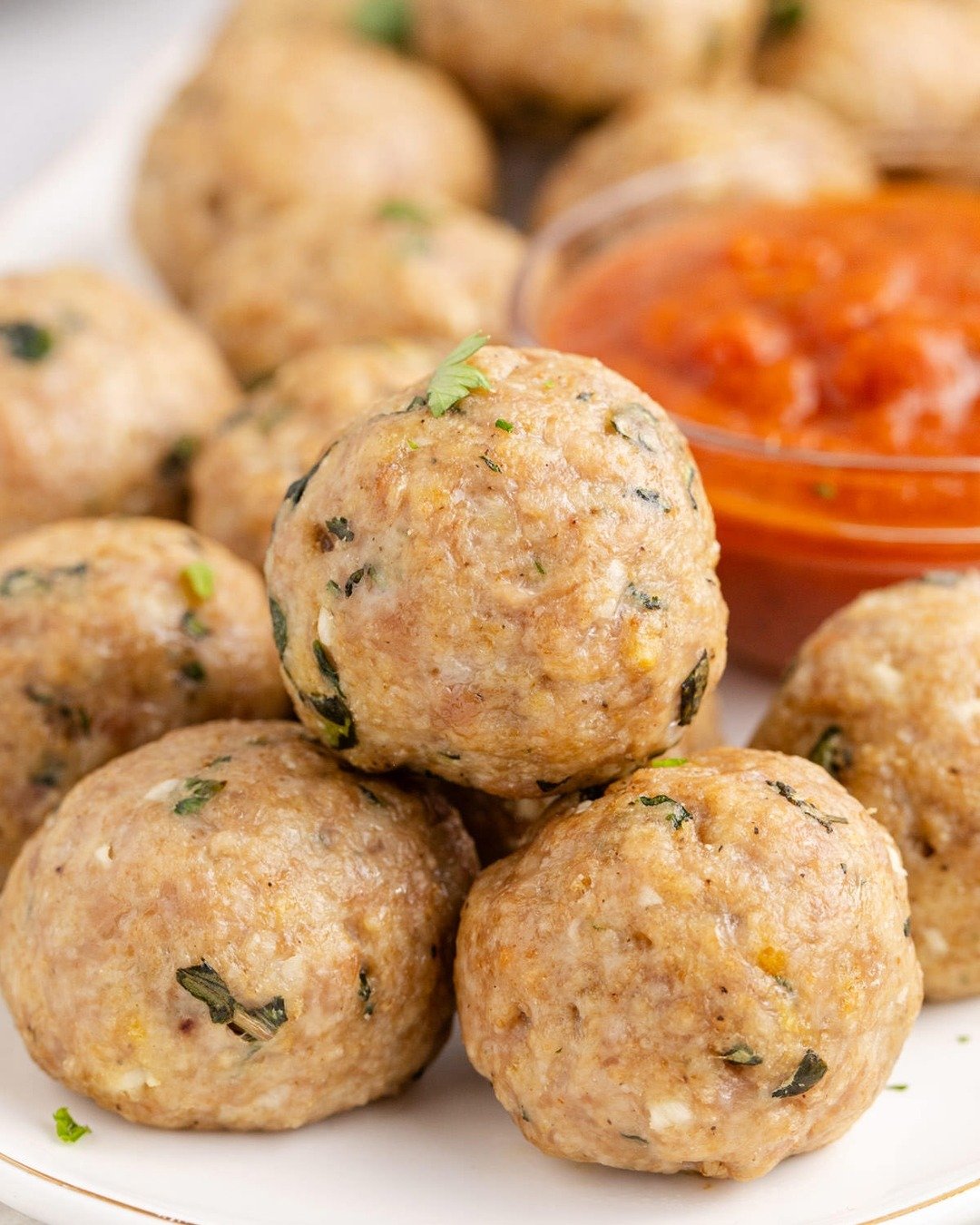 Whether served on their own, dipped in marinara, or added to salads and wraps, our homemade chicken meatballs are as versatile as they are delicious. Plus, they make the perfect make-ahead meal or weeknight dinner staple. 

Get the full recipe on the