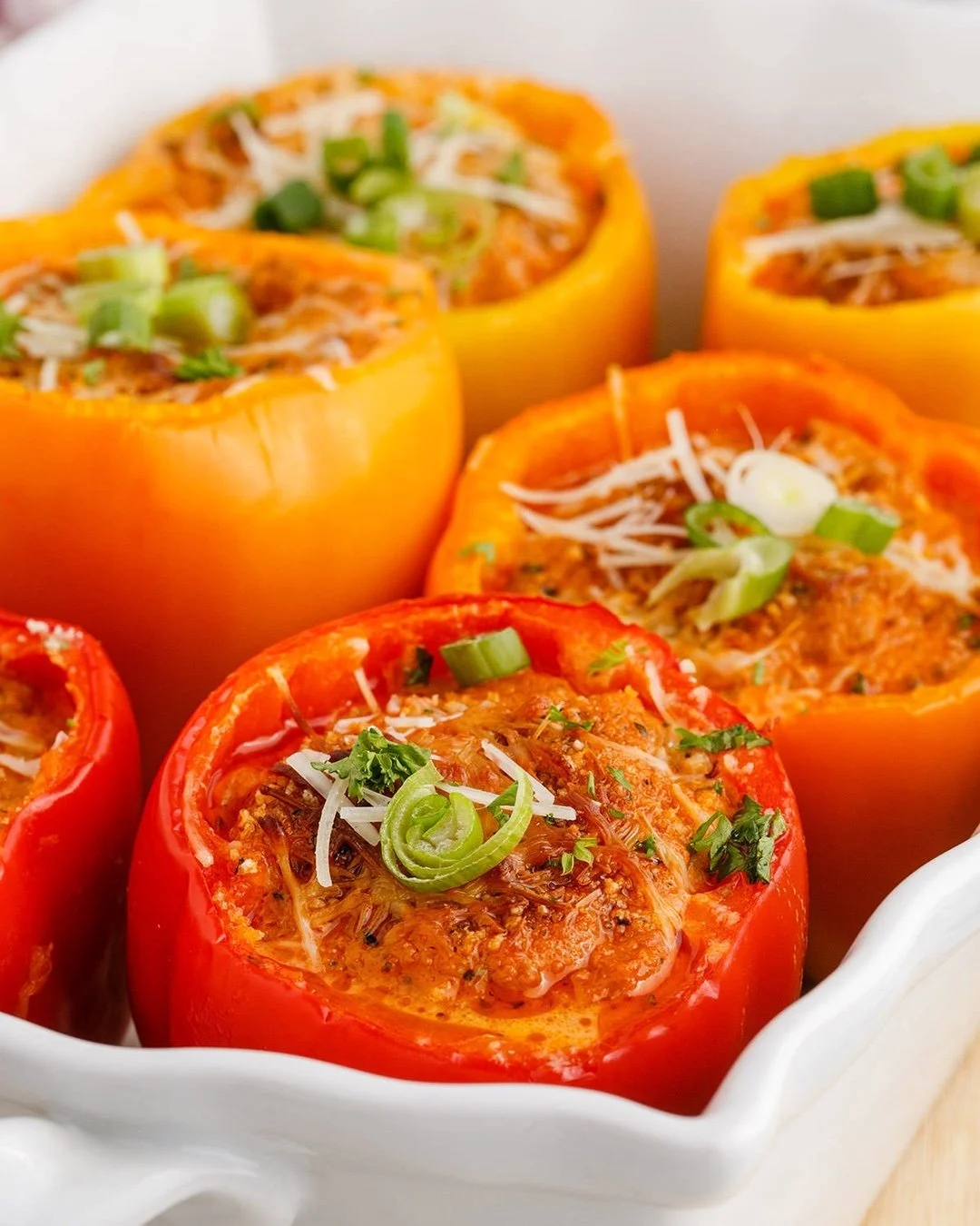 Our Keto Stuffed Bell Peppers are low-carb, hearty, and packed with flavor. Tender peppers hold a creamy ground beef filling with tomatoes, cream cheese, and parmesan, baked to melty perfection. We love them for easy weeknight dinners, and they&rsquo