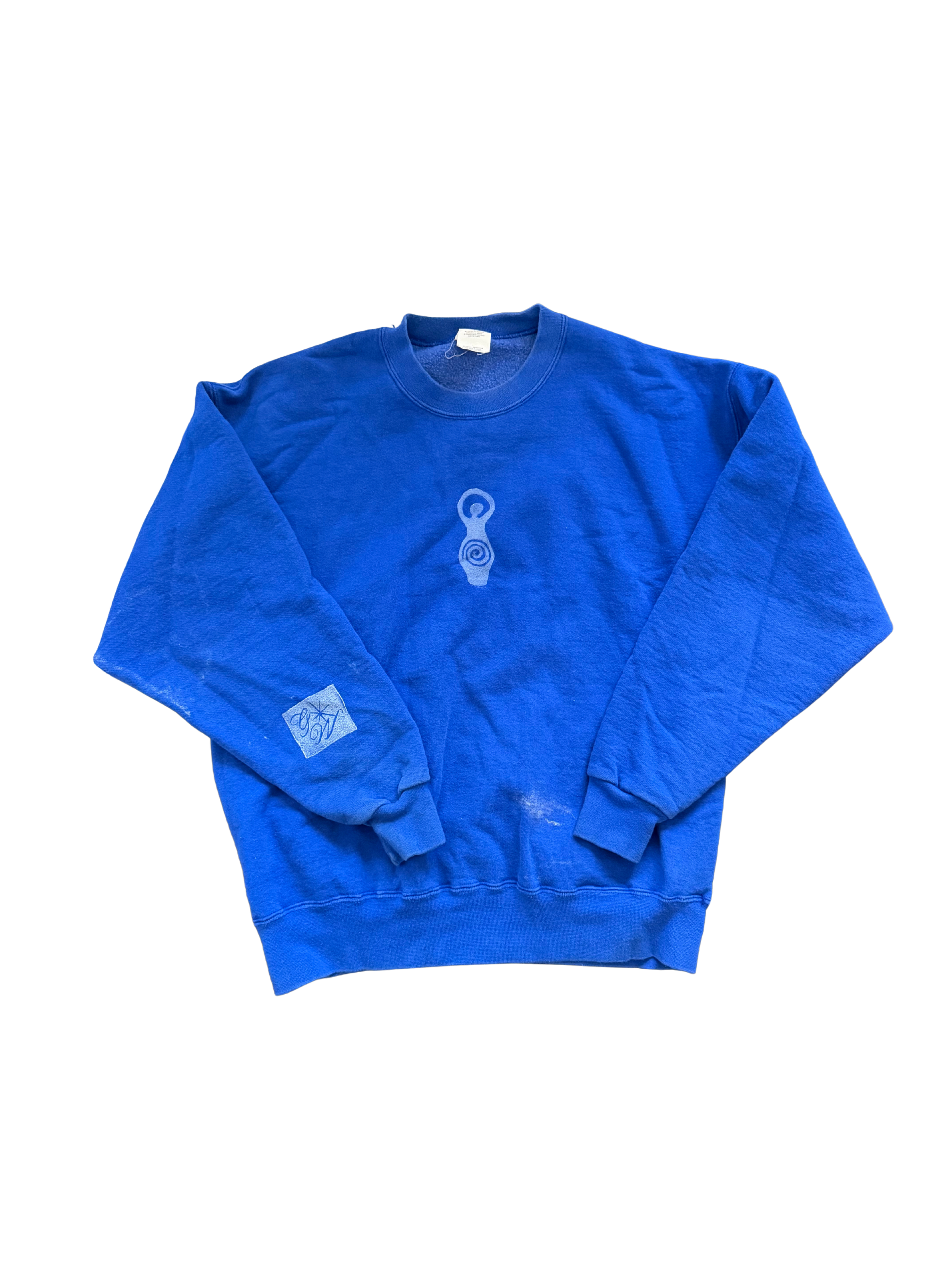 Blue Swirly Girl Crewneck  - L