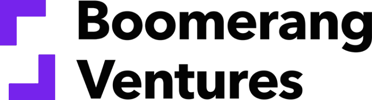 Logo of Boomerang Ventures with a stylized purple arrow pointing left and black text.