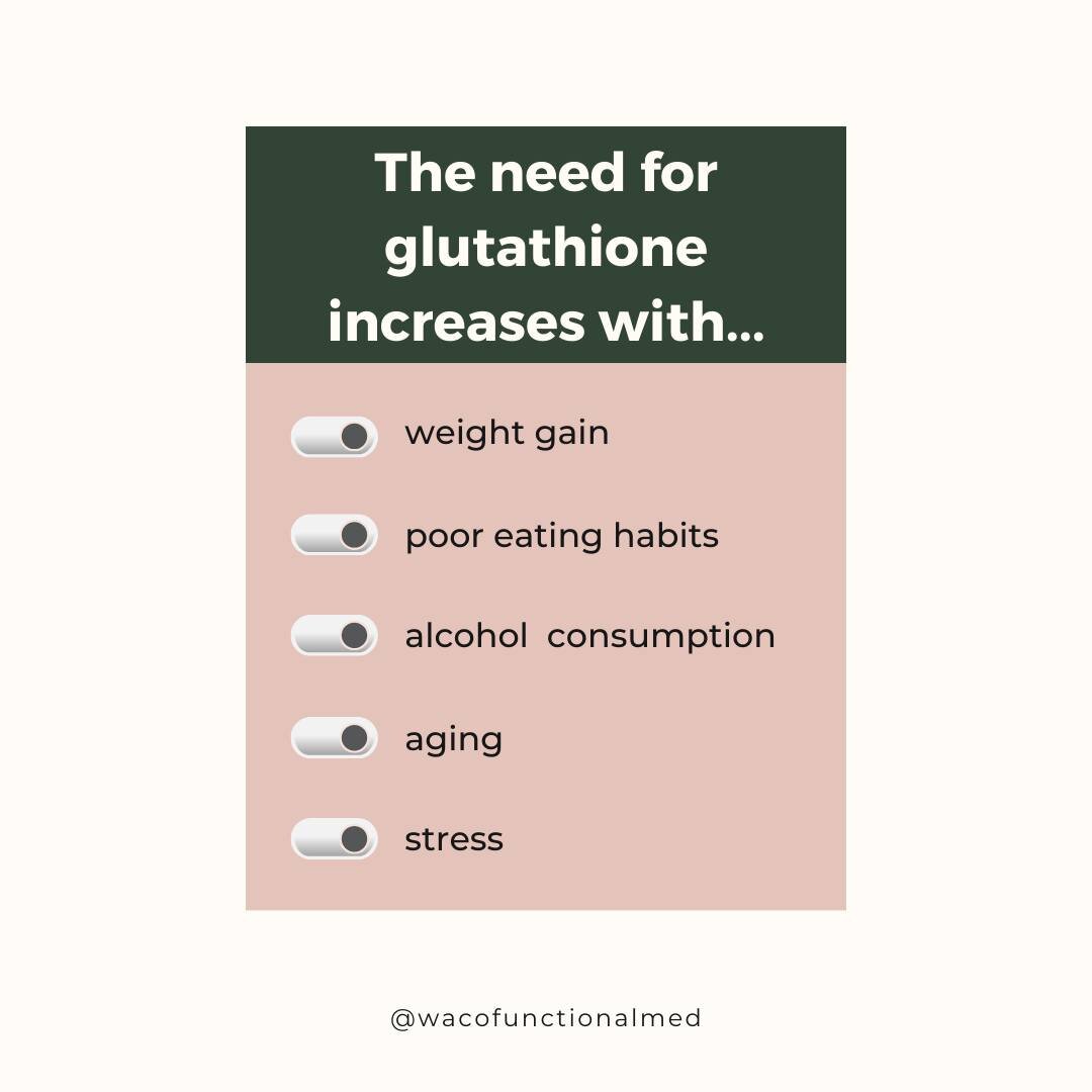 Spotlight on Glutathione

Glutathione is a powerful antioxidant in every cell of your body. Even though our cells make it every day, here are some reasons your body might have a higher need for this incredible antioxidant:

😕Weight gain
🍩Poor eatin