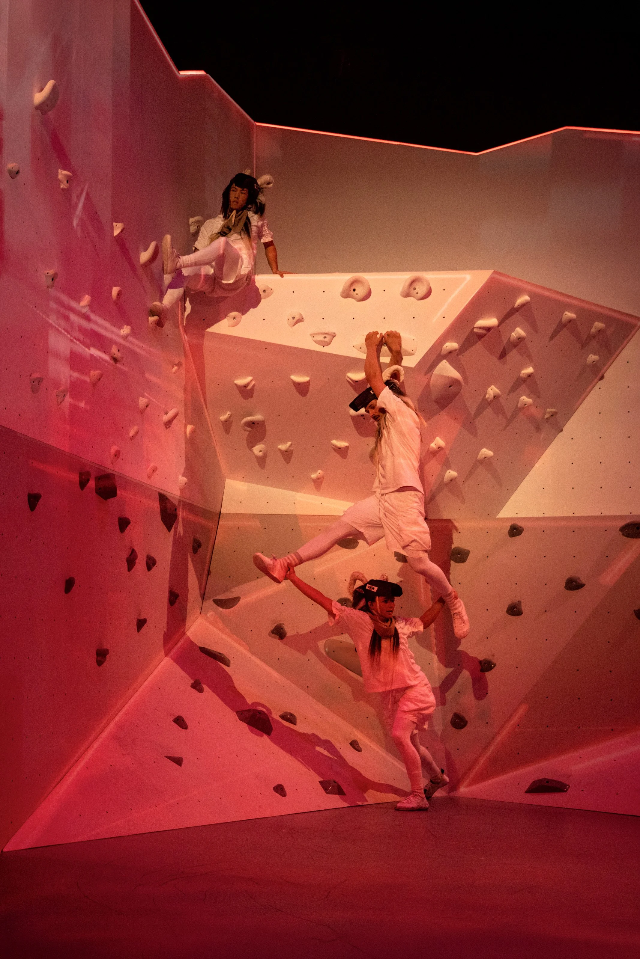 Mountain Goats interaction within immersive stage environment, design by Ruby Law RULA London