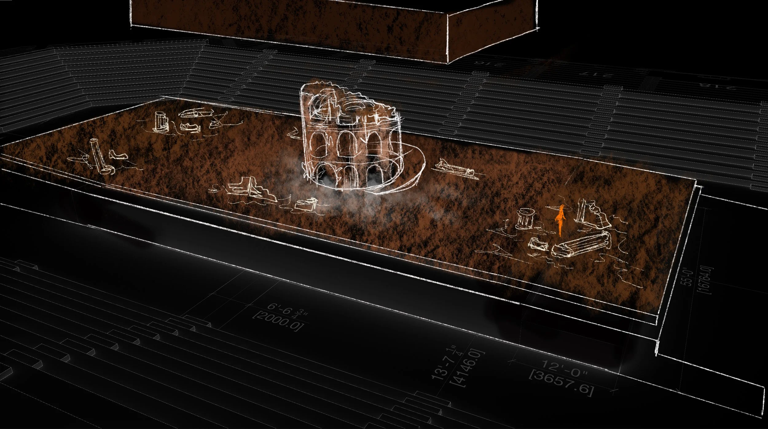KUN 蔡徐坤 Deadman initial Sketch, Deadman stage design by Ruby Law, RULA 舞美設計師.