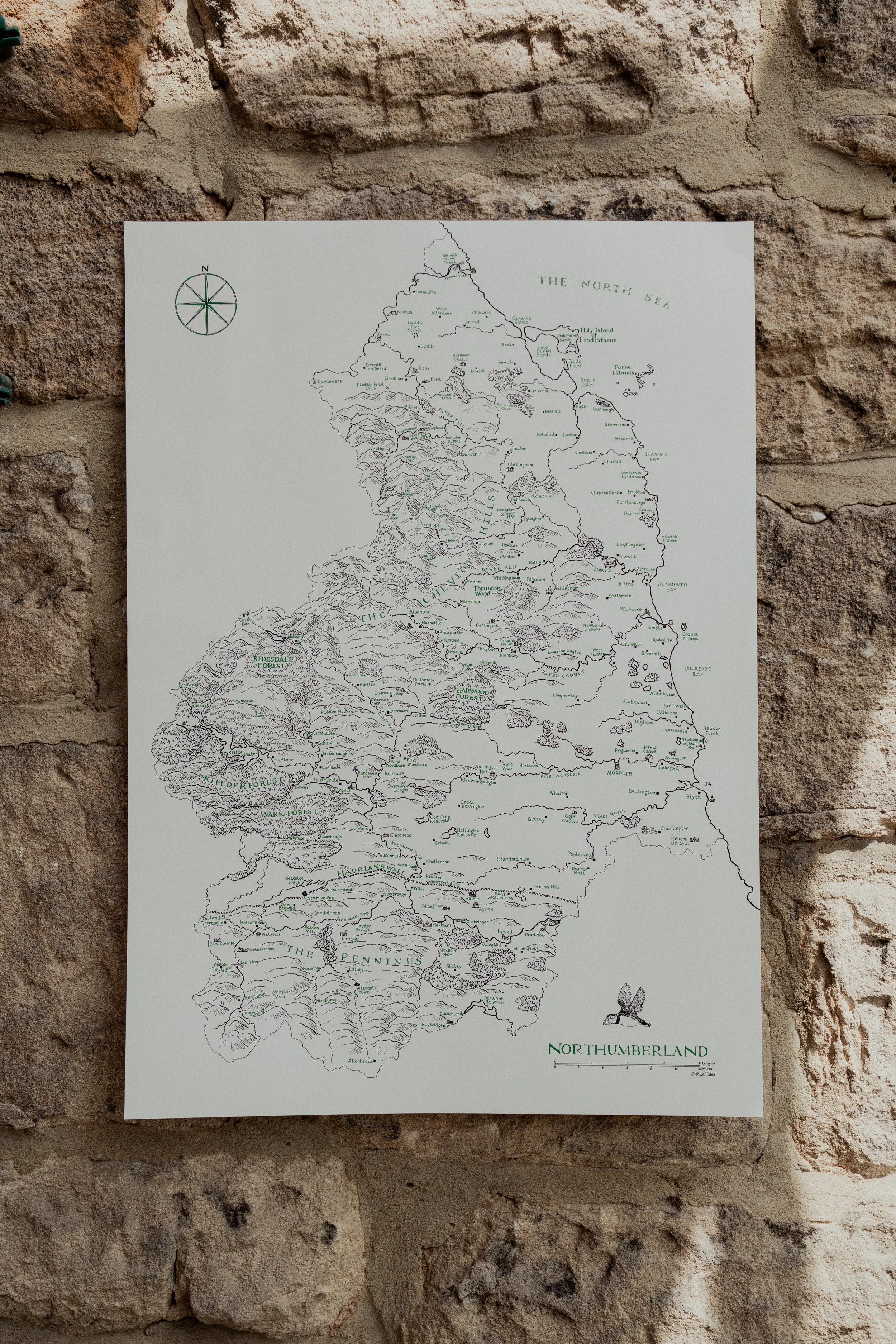 Win a hand-drawn map of Northumberland worth over £1,000