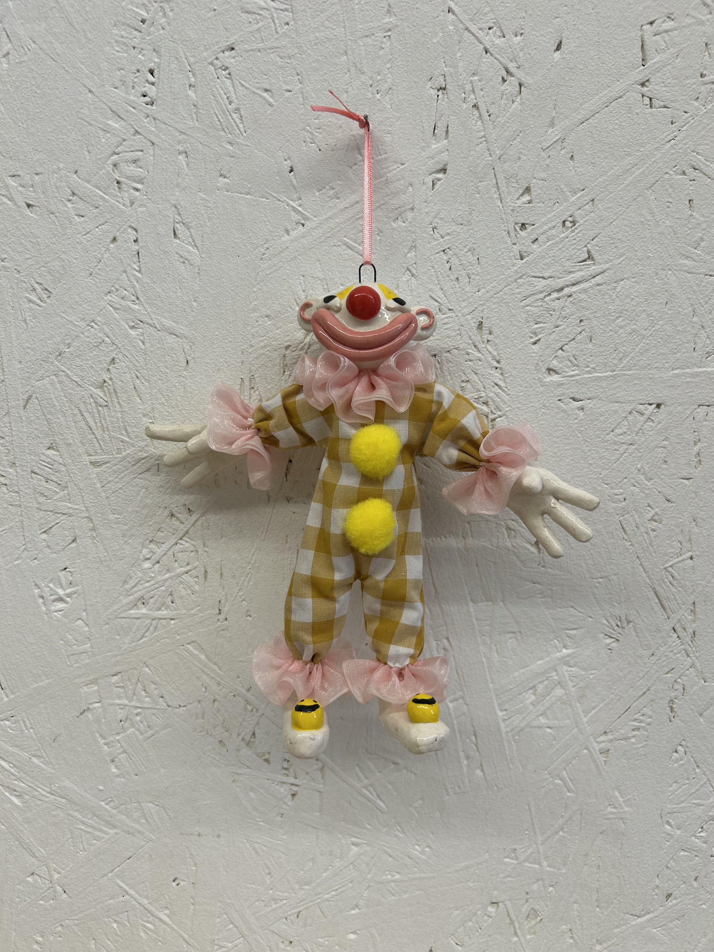 Yellow gingham clown ornament