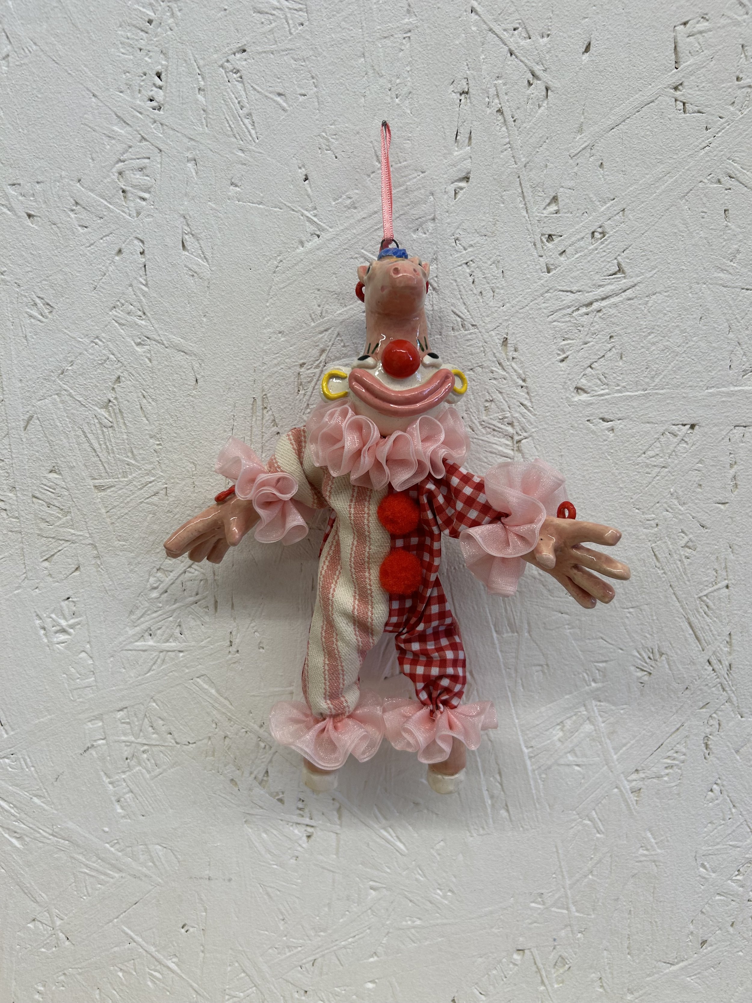 Pink pony clown ornament