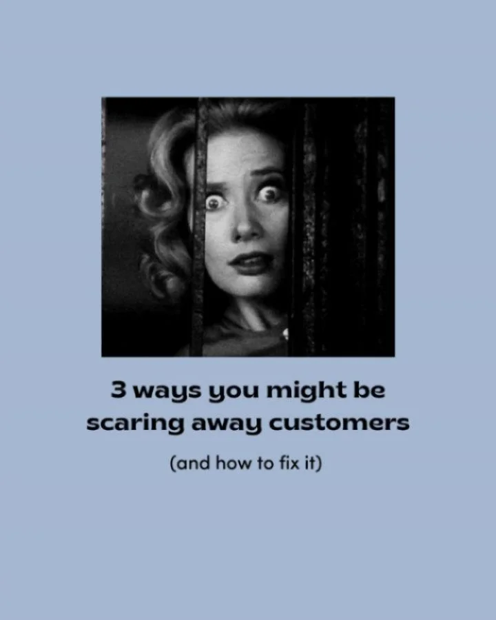It's spooky season (my favourite 😍🙌) so let's jump on the themed bandwagon and chat about something truly terrifying: copy that scares away your customer😱
The LAST thing any business wants, right? 
😳😬😬
Swipe ➡️ for 3 ways your brand mess