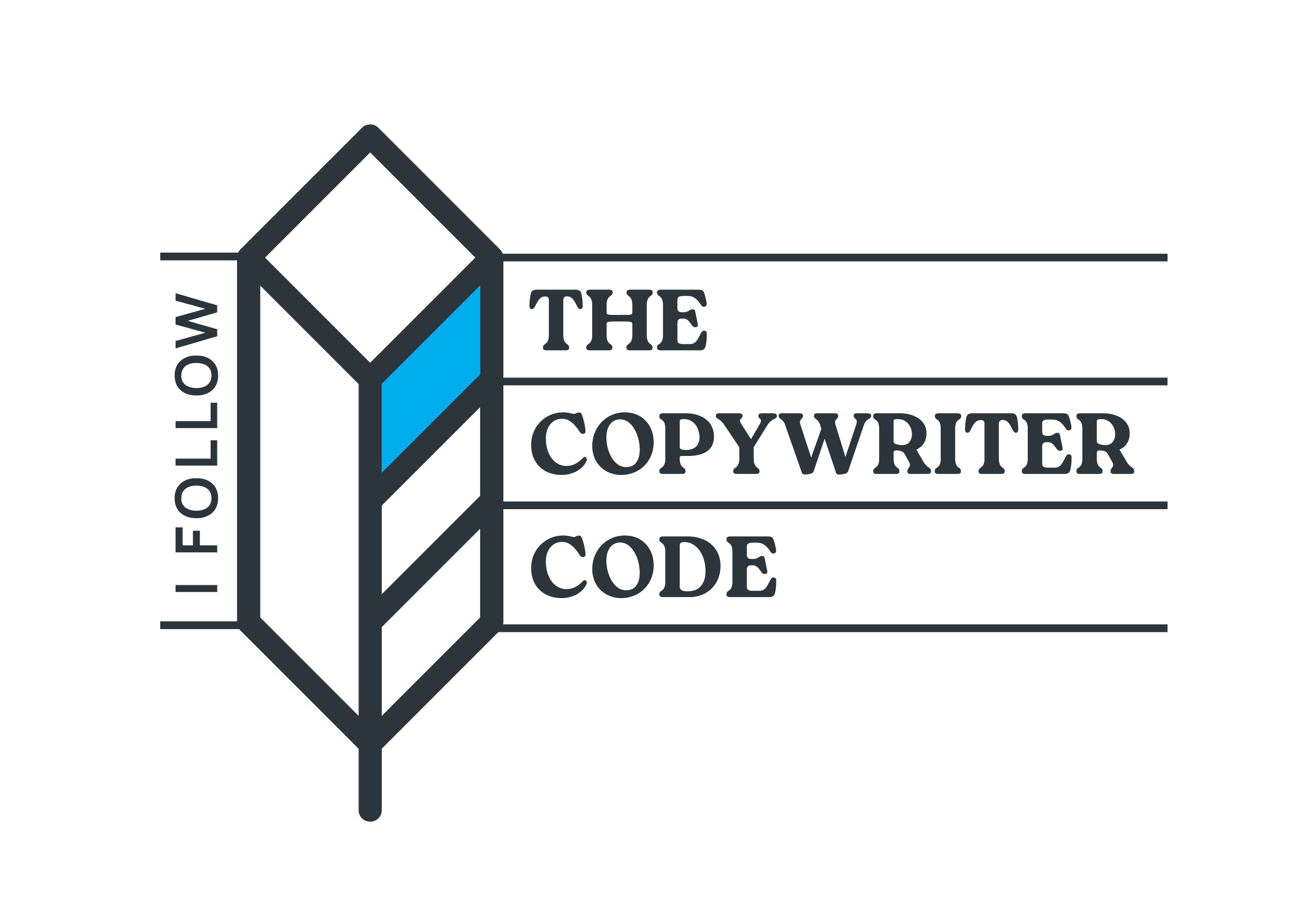 Badge that reads "I follow the Copywriter Code"