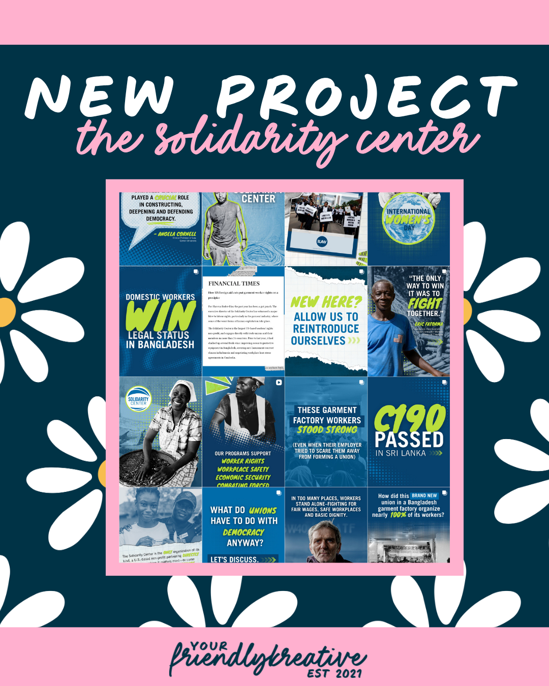 BLOG GRAPHIC: New Project The Solidarity Center. Image of social media feed.