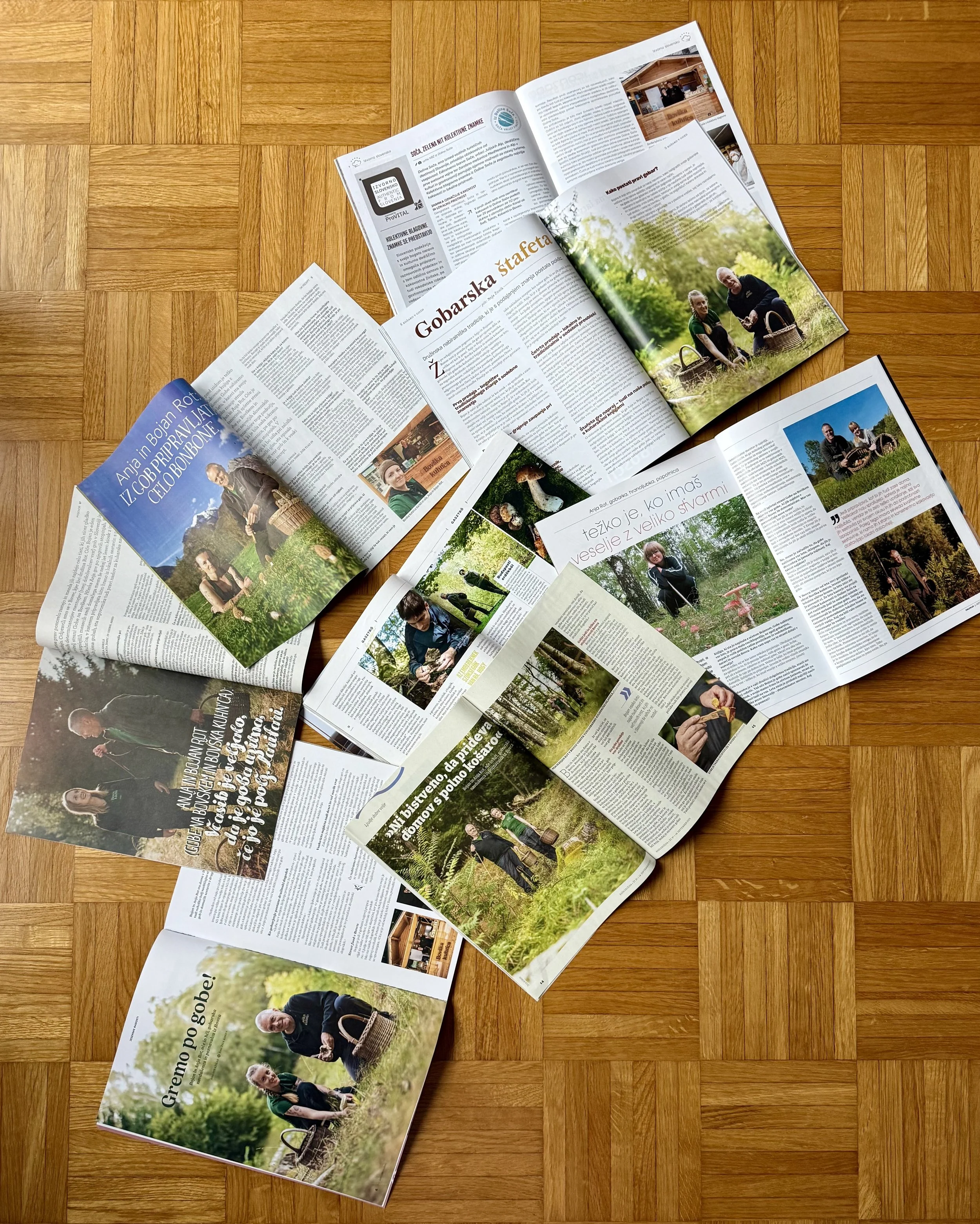 Magazines and newspapers where Bovec kitch'n was featured.