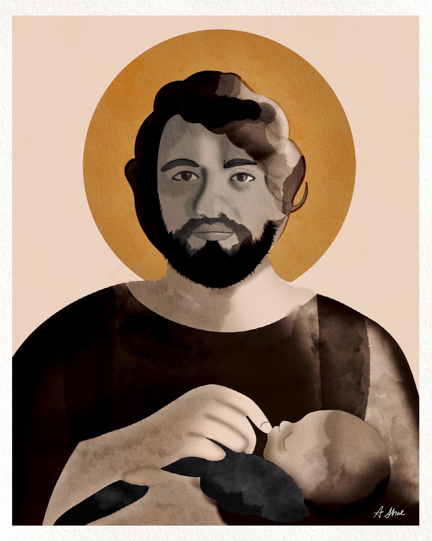 Just finished up this #digitalwatercolor commission of St. Joseph. Instead of holding Jesus, I chose to have him holding a representation of humanity. 

The biggest challenge was creating a composite of middle eastern men who weren&rsquo;t outrageous