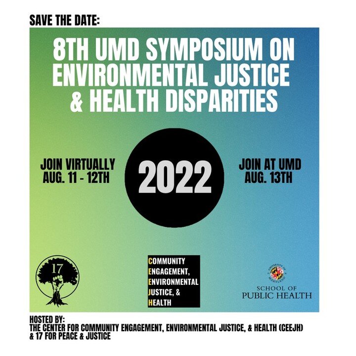 Tomorrow is the first day of the 8th annual University of Maryland Symposium on environmental justice and health disparities! The days agenda is posted on our website with details on different sessions and infromation about the wonderful panelists wh