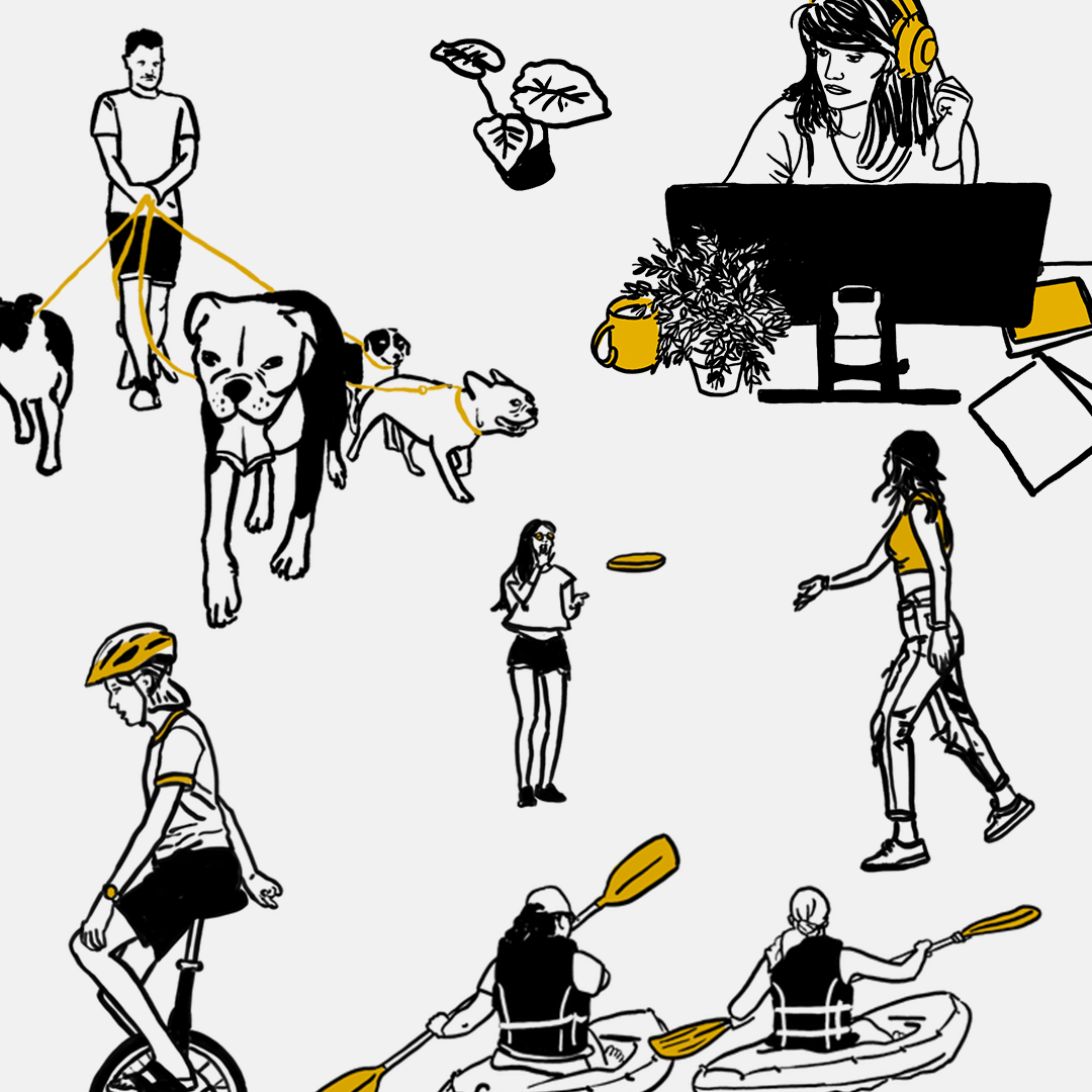 illustrations of people engaged in urban activities