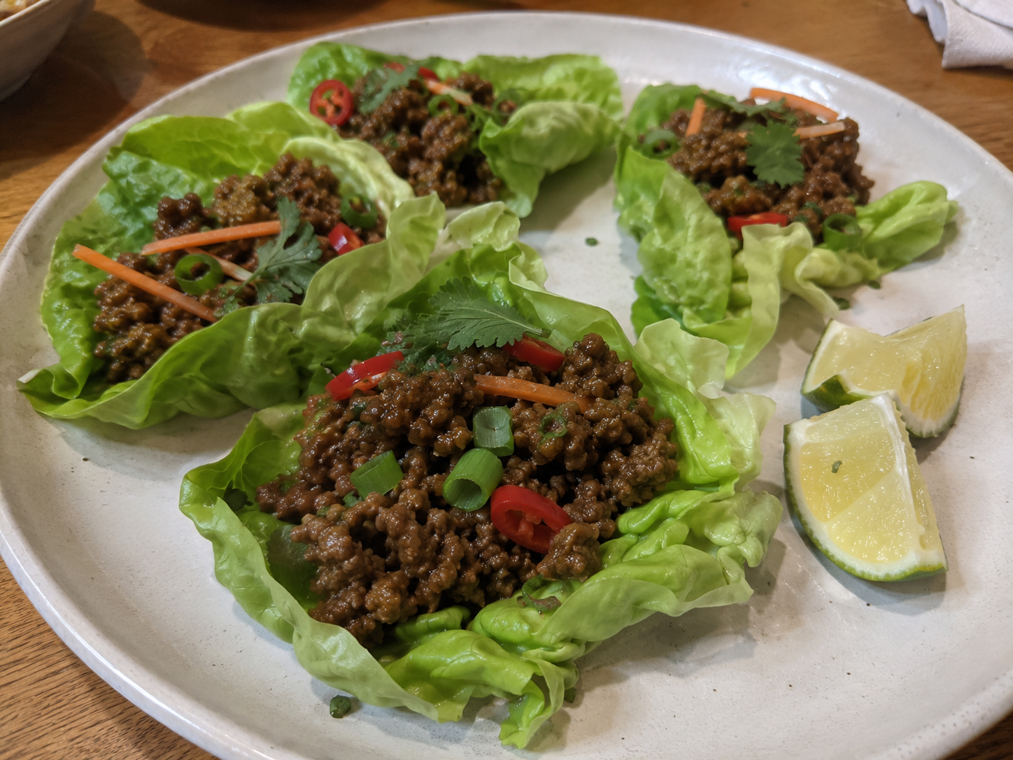 Thai Ground Lamb Lettuce Wraps