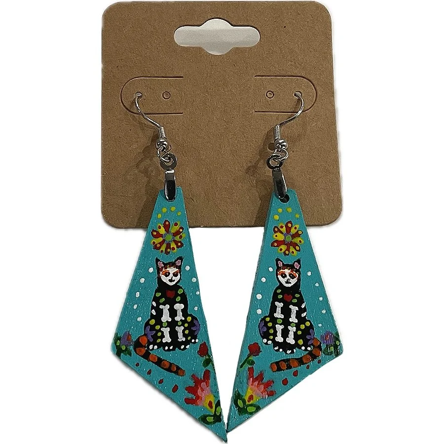 Alebrije Cat (Blue) - Earrings