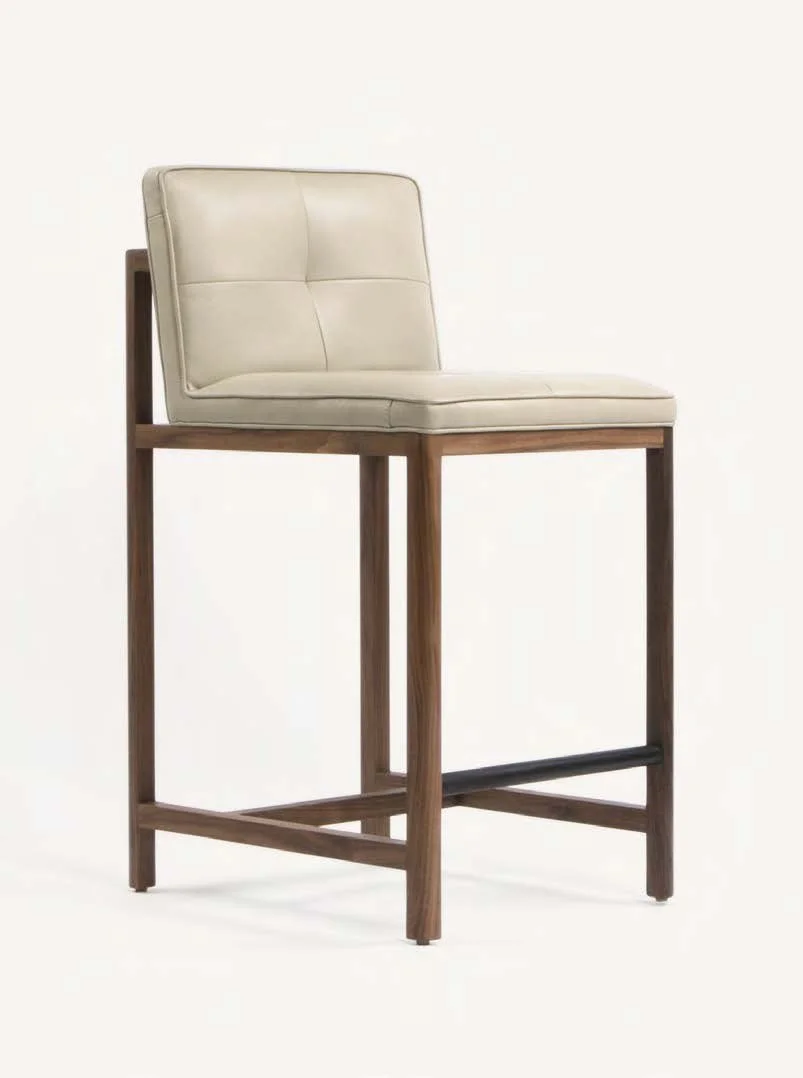 BassamFellows Wood Frame Counter Stool