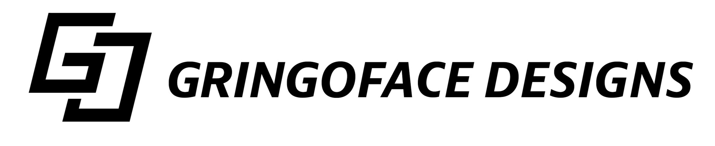 GringoFace Designs logo with black stylized geometric shapes and bold text.