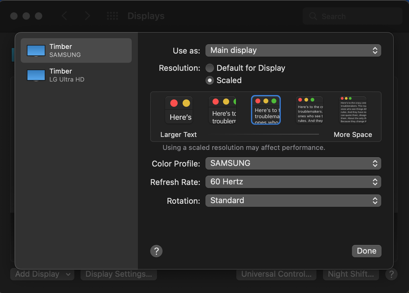 Using a scaled resolution may affect performance.
