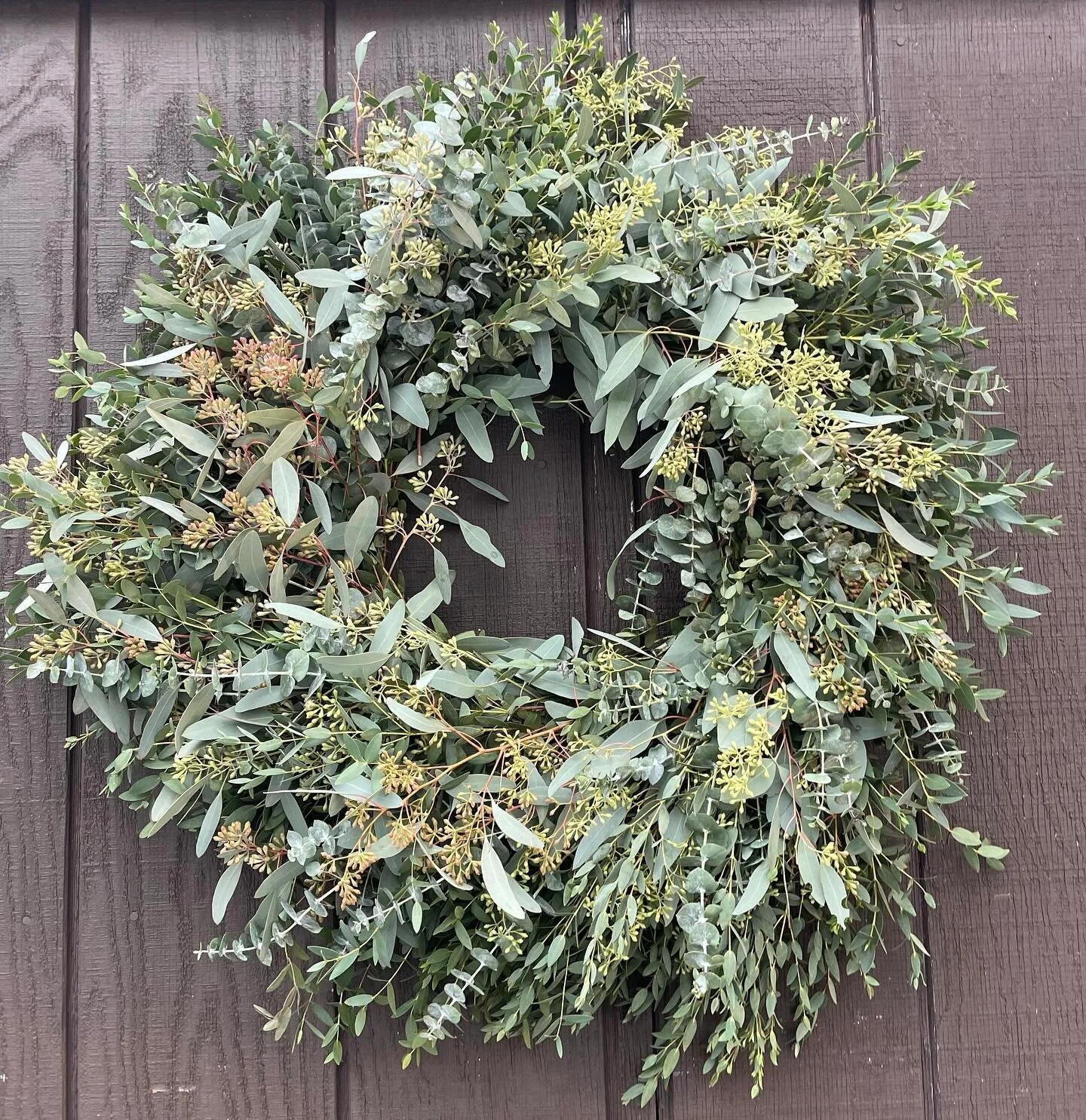 Eucalyptus Wreaths are back in stock! Give your eyes and nose a treat this year. We have a limited number available, snag yours on our website before they&rsquo;re gone (link above 👆). Available for pickup in the greenhouse next week! 🌿💚🍃