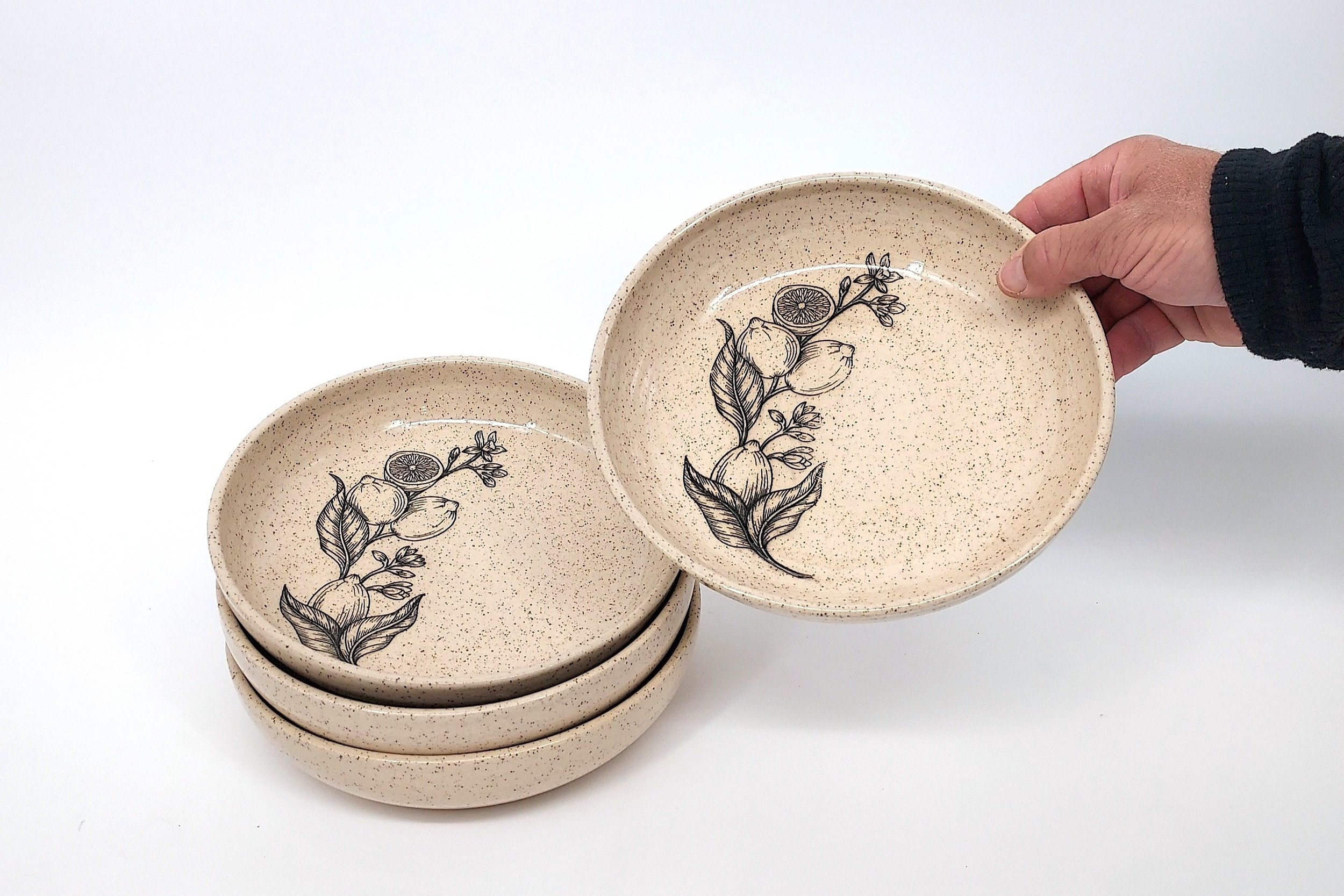Emma's Pasta Bowl, Handmade Ceramic Bowls, Wheel Thrown, Multiple Glaze Options, Strawberry, Blackberry, Lemon Designs