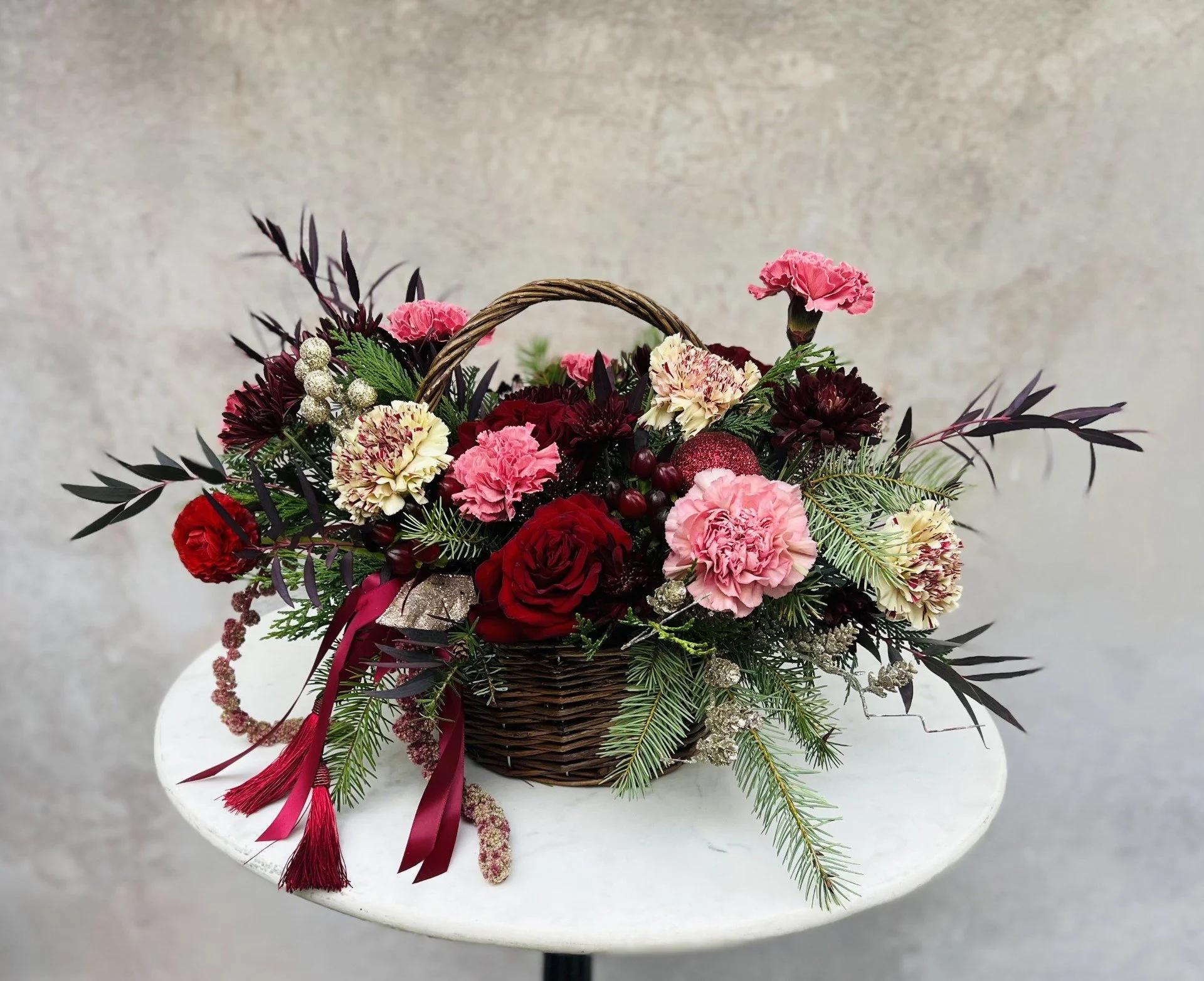 The Nature of Things Fine Flowers Christmas Holiday Basket.jpg
